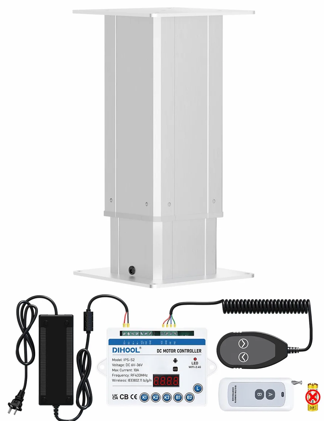 DIHOOL Elektrische hubtisch 270kg Tragkraft Höhenverstellbar 670-1170MM Teleskop Tischgestell Werkstatt Tisch WLAN Fernbedienung Handsteuerung für Werkstatt Wohnmobil Büro, 500mm Hub 5mm/s