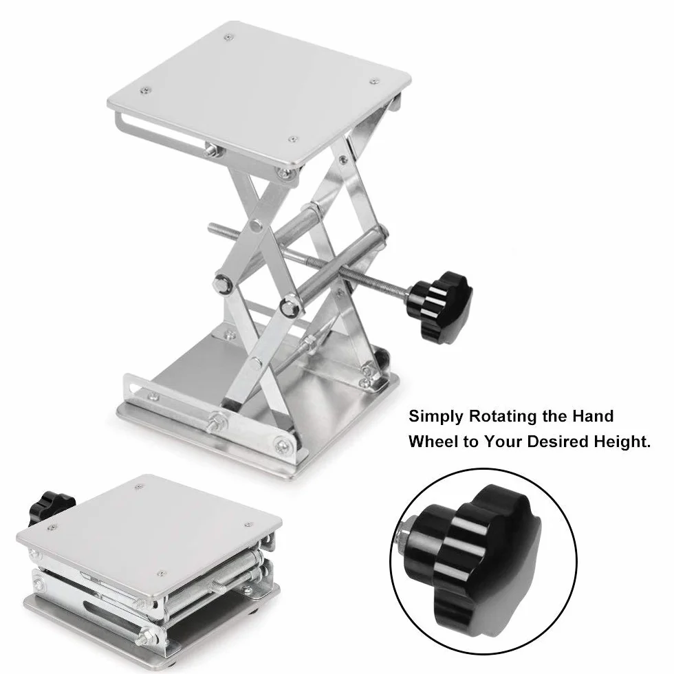stonylab Laborhebebühne, 150 x 150mm Lab Jack Scherenständer Hubtisch aus Edelstahl, Hebebühne Labor, Erweiterbarer Hebehöhenbereich von 75mm bis 260mm, Maximal Unterstützte Gewicht 10 KG