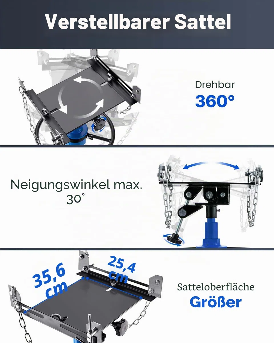 VEVOR Getriebeheber Motorheber 500 kg, Motorblock Getriebe Heber 85-170cm Hubbereich, 2-Stufen Faulenzer Hydraulischer Wagenheber kfz Heber Motorblock Motorheber Autowerkstätten Autogetrieben, Blau