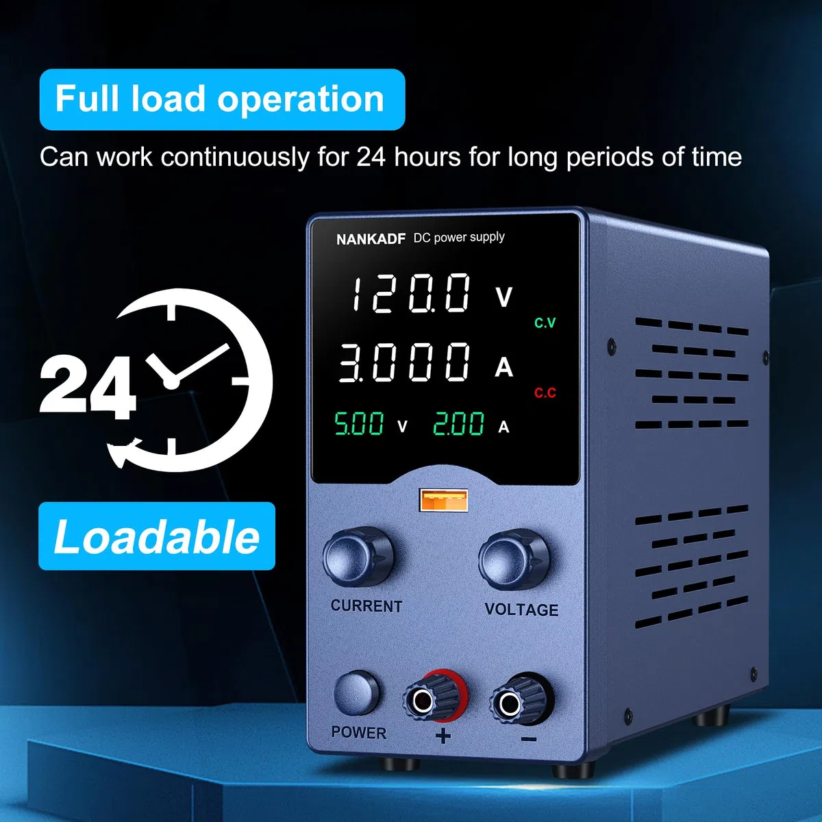 Labornetzteil, DC-Netzteil, Labornetzgerät mit Drehknopfverstellung, einstellbares Schaltnetzteil mit 5V 3,6A USB-Schnellladefunktion (120V 3A)