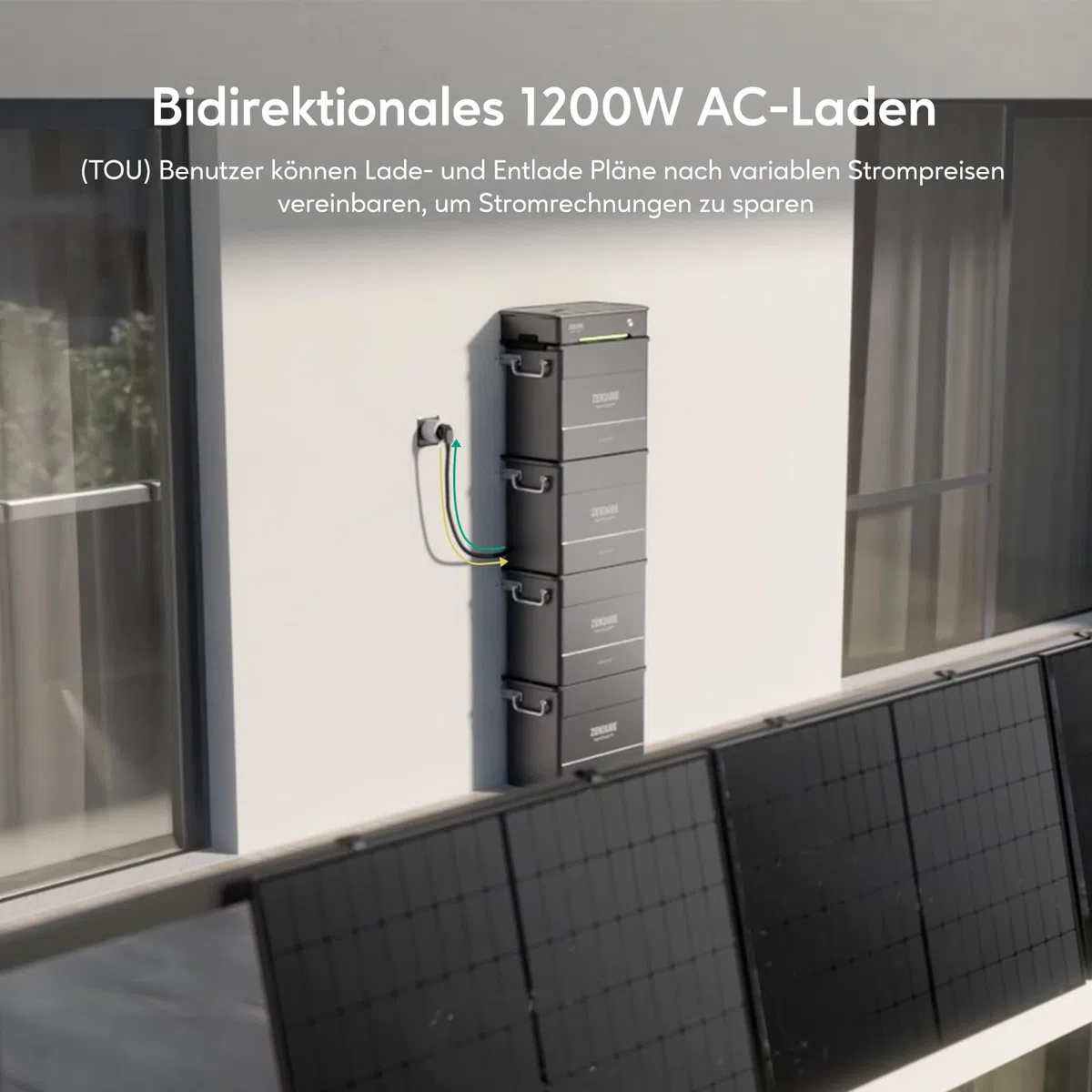 Zendure SolarFlow Balkonkraftwerk mit Speicher, Hyper 2000 mit 1800W Solar Eingang, Bidirektionales 1200W AC-Laden, Eingebaute Mikrowechselrichter, 1200W Ausgang, TOU, AB1000S 960Wh LiFePO4 Akku