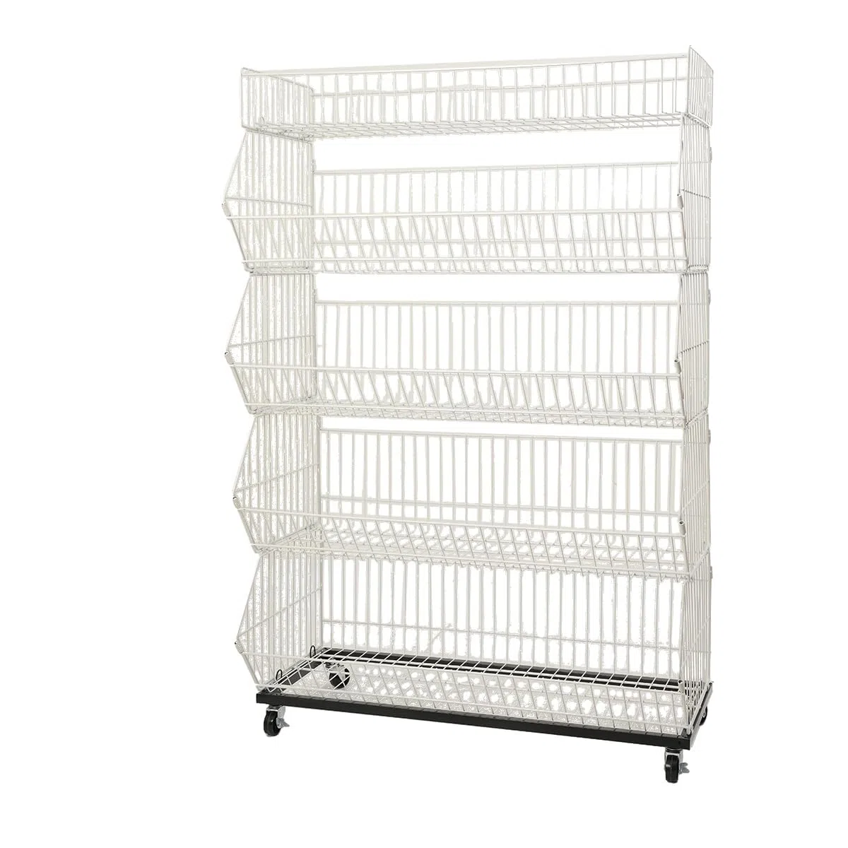 Verkaufsständer 5 Gitterkörben, Stapelkorb Wühlkorb Warenständer Gitterständer mit Rollen, 90x43x136cm 5 Etagen Mobile Aufbewahrung Rollregal für Supermärkte,Convenience Stores,Einkaufszentren