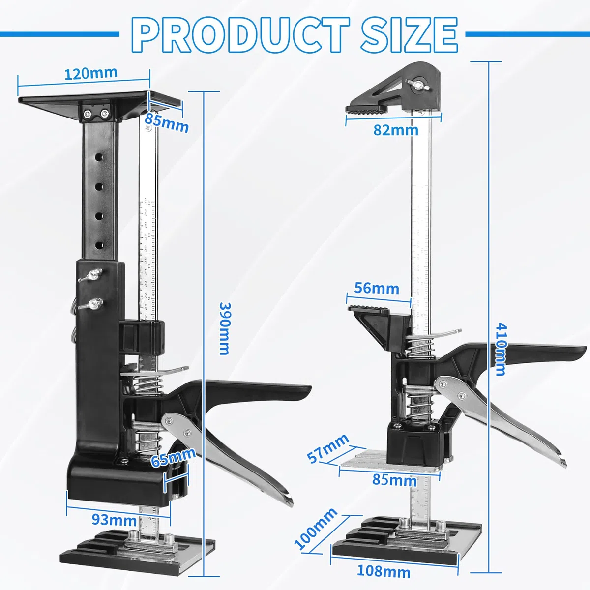 DBREAKS 3-in-1 Multi Arbeitssparender Arm mit Skala, 2Pcs 38CM Multifunktionale Handhebewerkzeug Bis zu 220 kg mit Metall-Schrankwagenheberstützstange & Holzbearbeitungsklemmen, Arm Handwerkzeug Heber