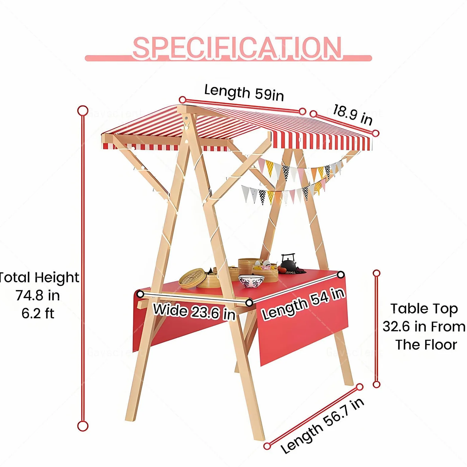 Imbisswagen Marktstand-Display aus Holz - Faltbarer Verkaufsstand mit Baldachin, ideal für Straßen Bauernmarkt & Outdoor, tragbar für Lebensmittel & Blumenwagen a-120 * 60 * 200