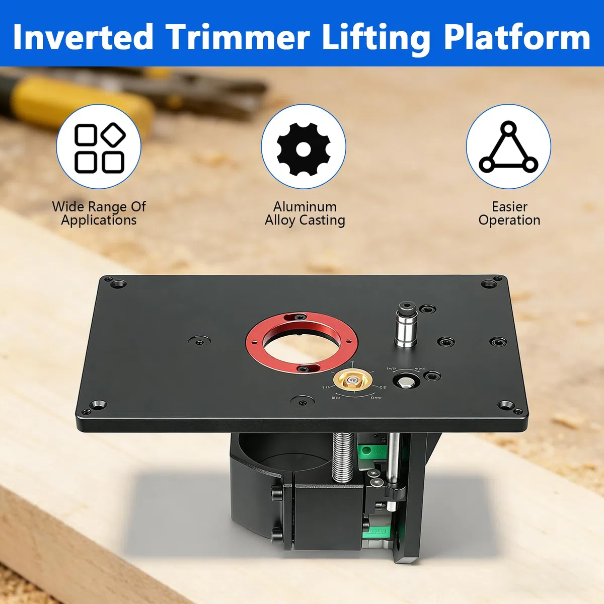 Invertierter Oberfräsentisch aus Aluminiumlegierung, Oberfräsenhebetisch Router Tisch Lift Kit, Trimmen Maschine Invertiert Hubtisch Frästisch für Holzbearbeitung, Kunststoffverarbeitung, Modellbau