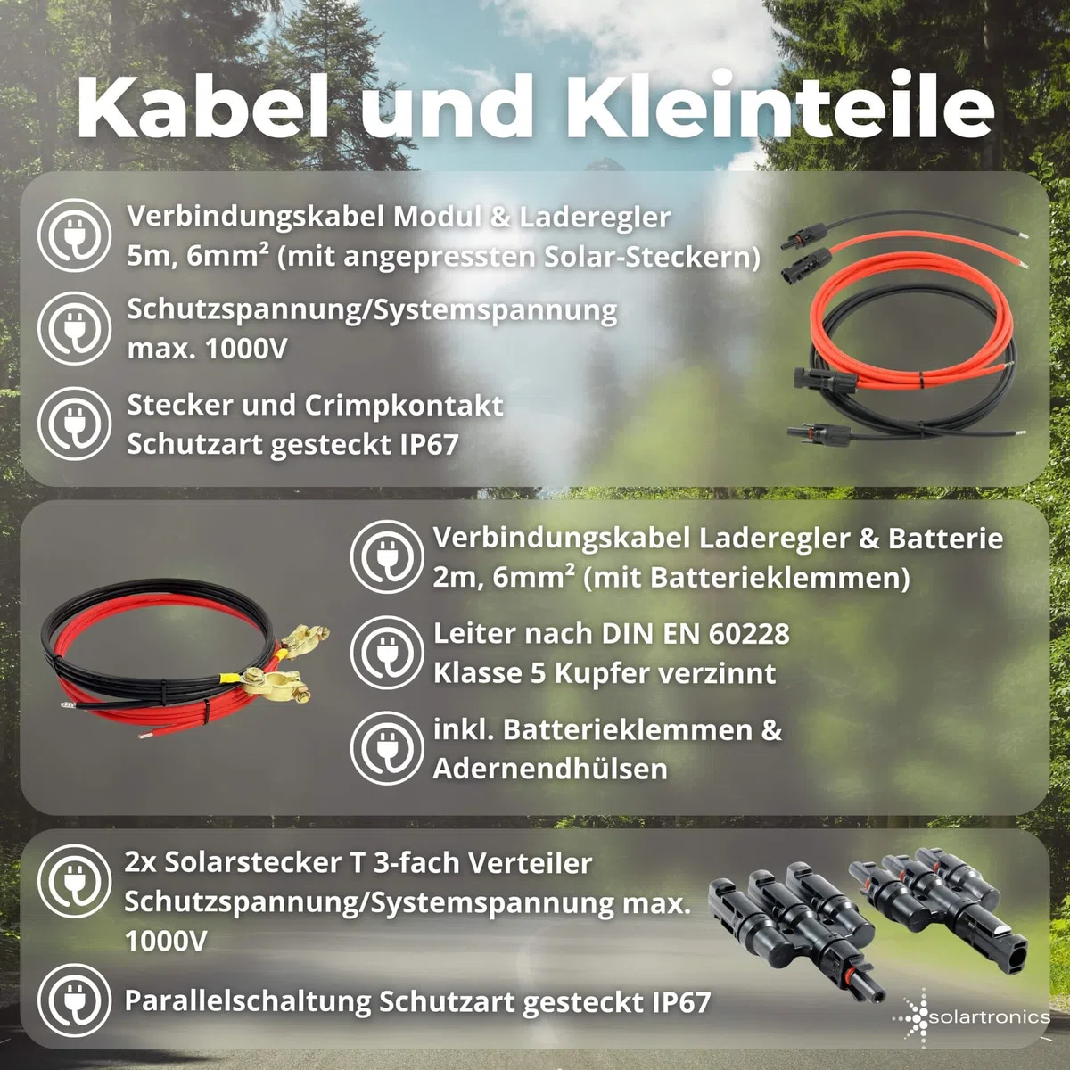 SOLARTRONICS Komplettset 3x120 Watt Solarmodul 1070x585 NM1500 Watt Wandler 30A Laderegler Photovoltaik Inselanlage