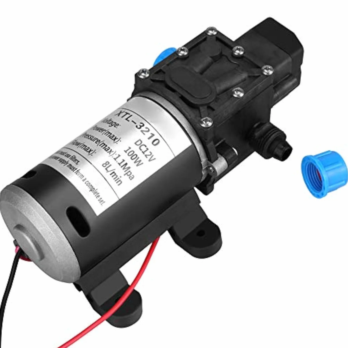 Hochdruck Wasserpumpe Selbstansaugende 12V DC 100W 8L/min 11 Bar Membran für Wohnmobil Autowaschmaschine Solarenergie Wasser Fernbedienung Wasserausrüstung
