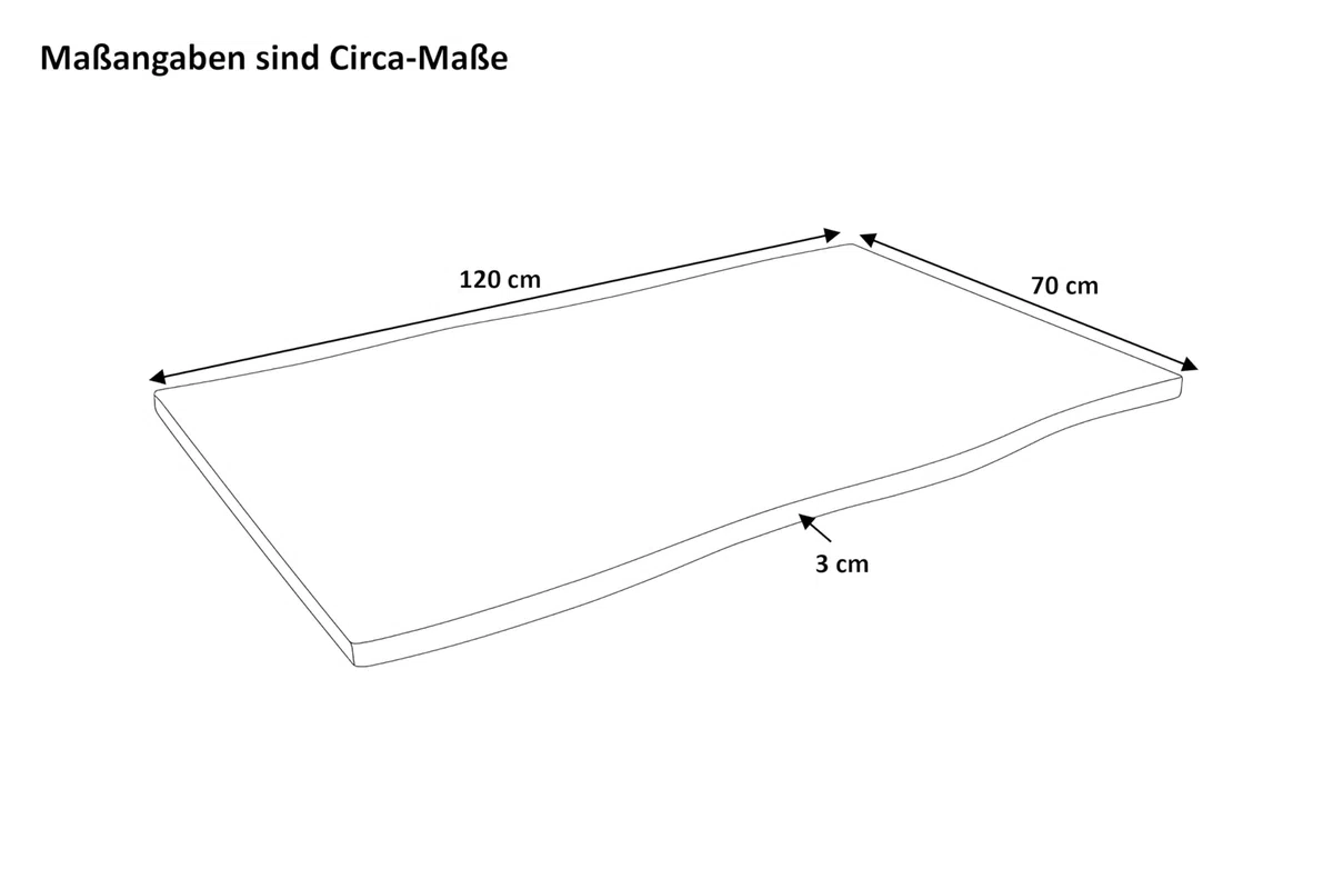 SAM Tischplatte Joan | 120 x 70 cm eckig | Holz | Farbe: Eiche | Baumkante | Holzplatte für Küche & Café