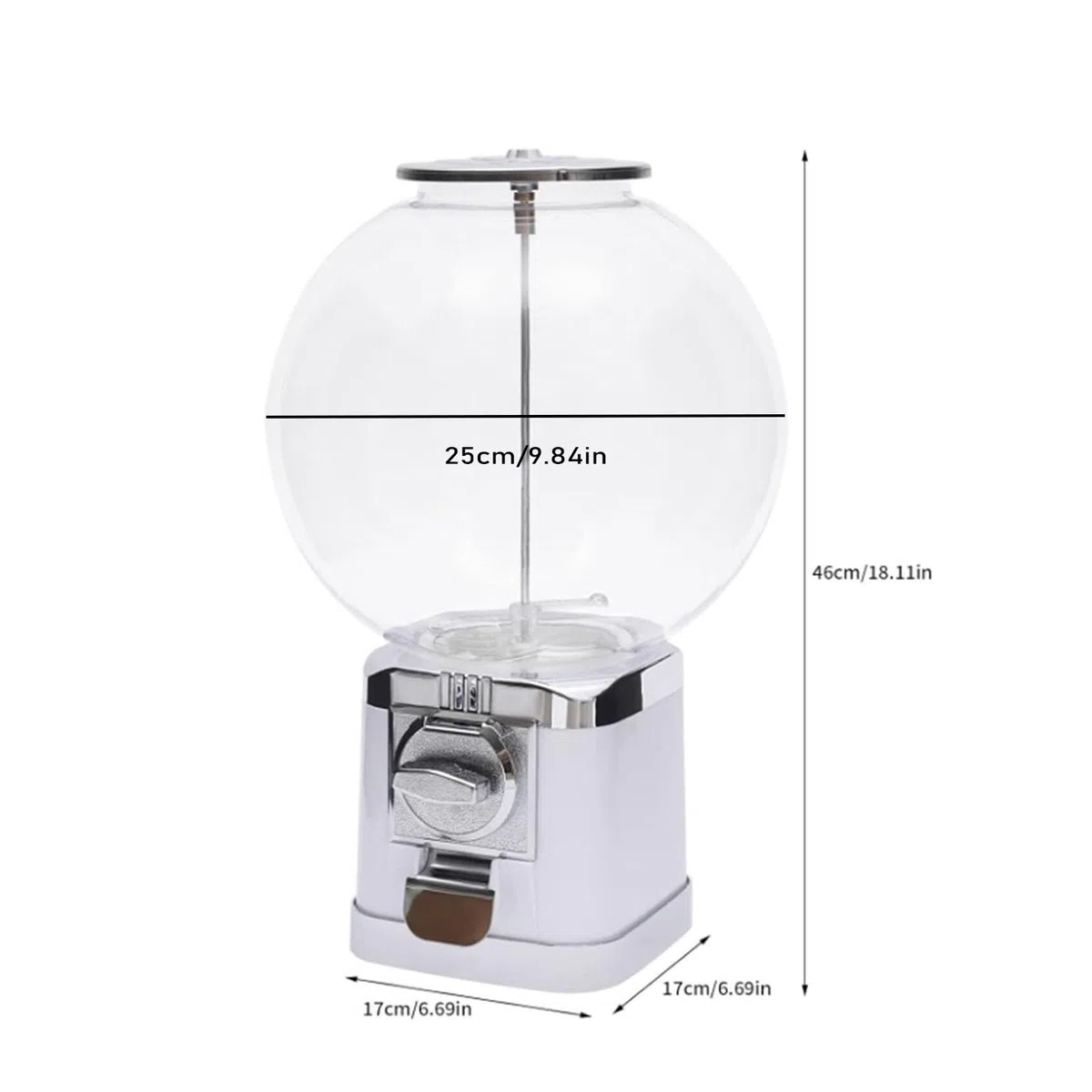 Kapselautomat, Kaugummiautomat, Münzfrei, Kaugummiautomat für 3,2 cm große Kugeln, Kaffeekapsel-Aufbewahrungsautomat für Zuhause, Spielwarengeschäfte(Silver)