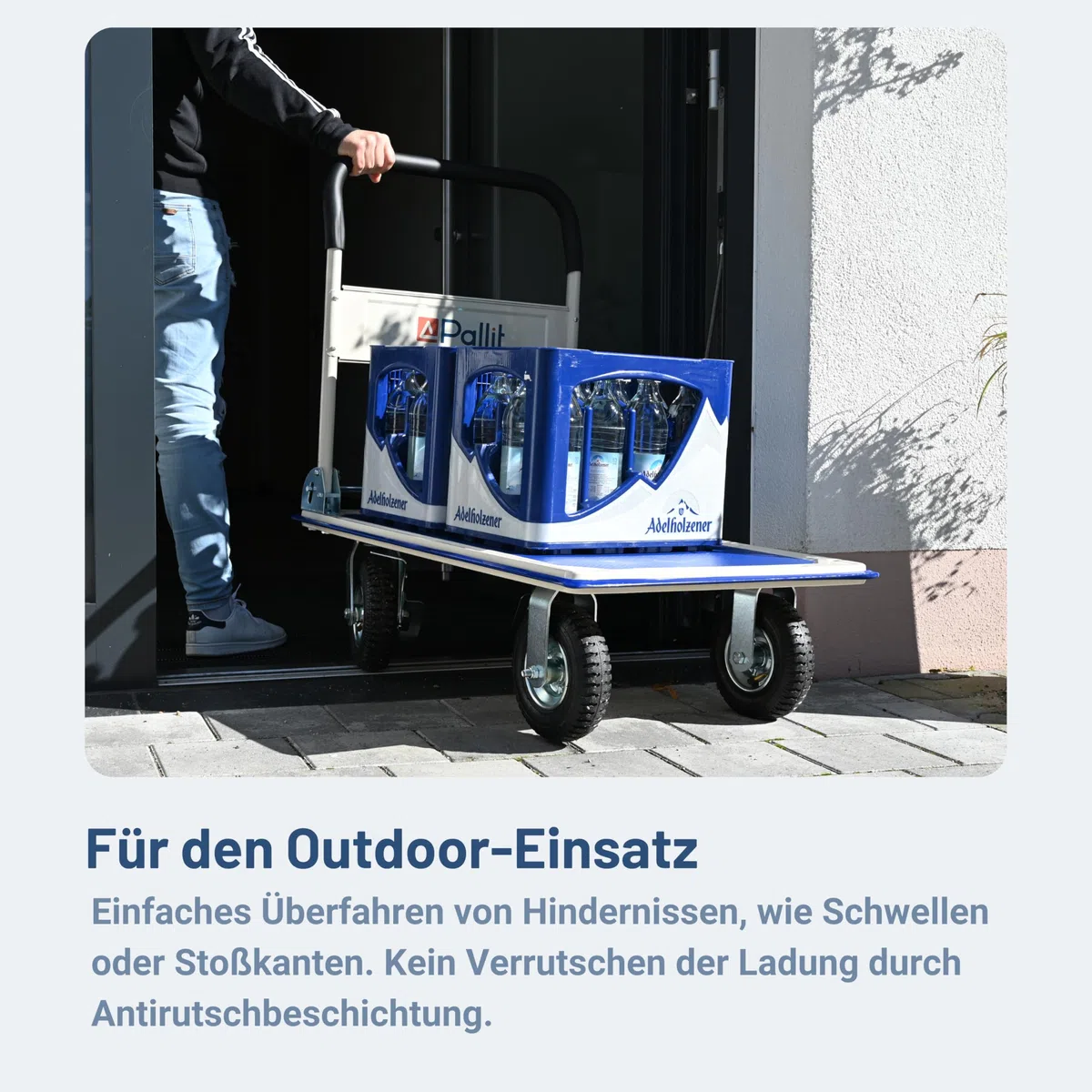 Pallit Transportwagen klappbar 300kg Rollwagen mit lenkbarer Luftbereifung Anti-Rutsch Plattformwagen Carry-R Transporthilfe Handwagen mit Feststellbremse