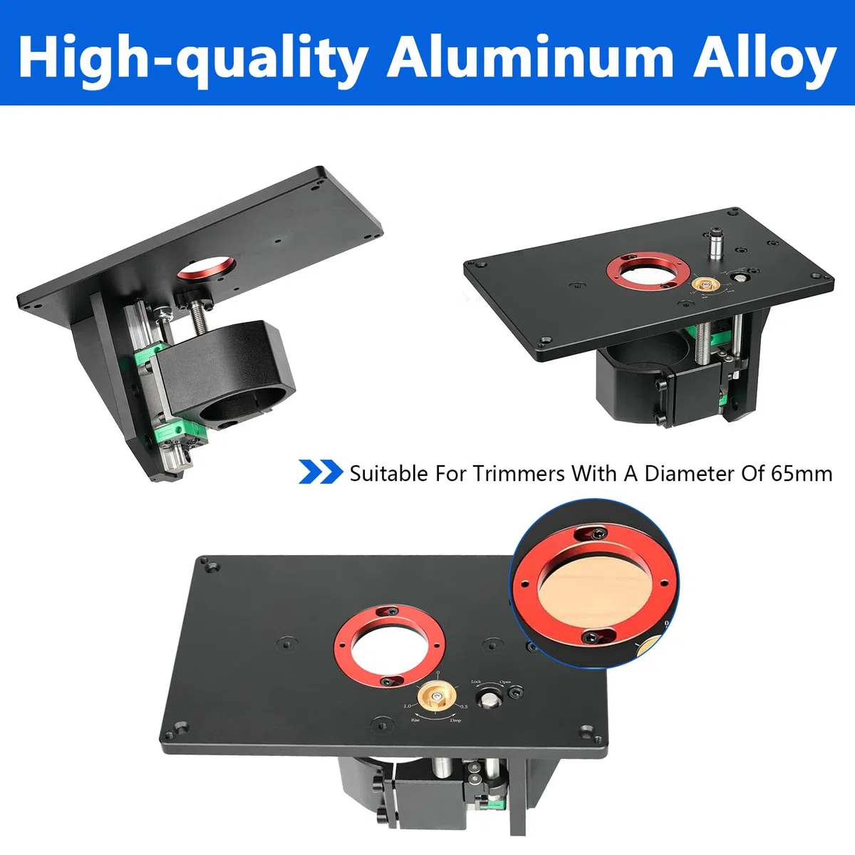 Invertierter Oberfräsentisch aus Aluminiumlegierung, Oberfräsenhebetisch Router Tisch Lift Kit, Trimmen Maschine Invertiert Hubtisch Frästisch für Holzbearbeitung, Kunststoffverarbeitung, Modellbau