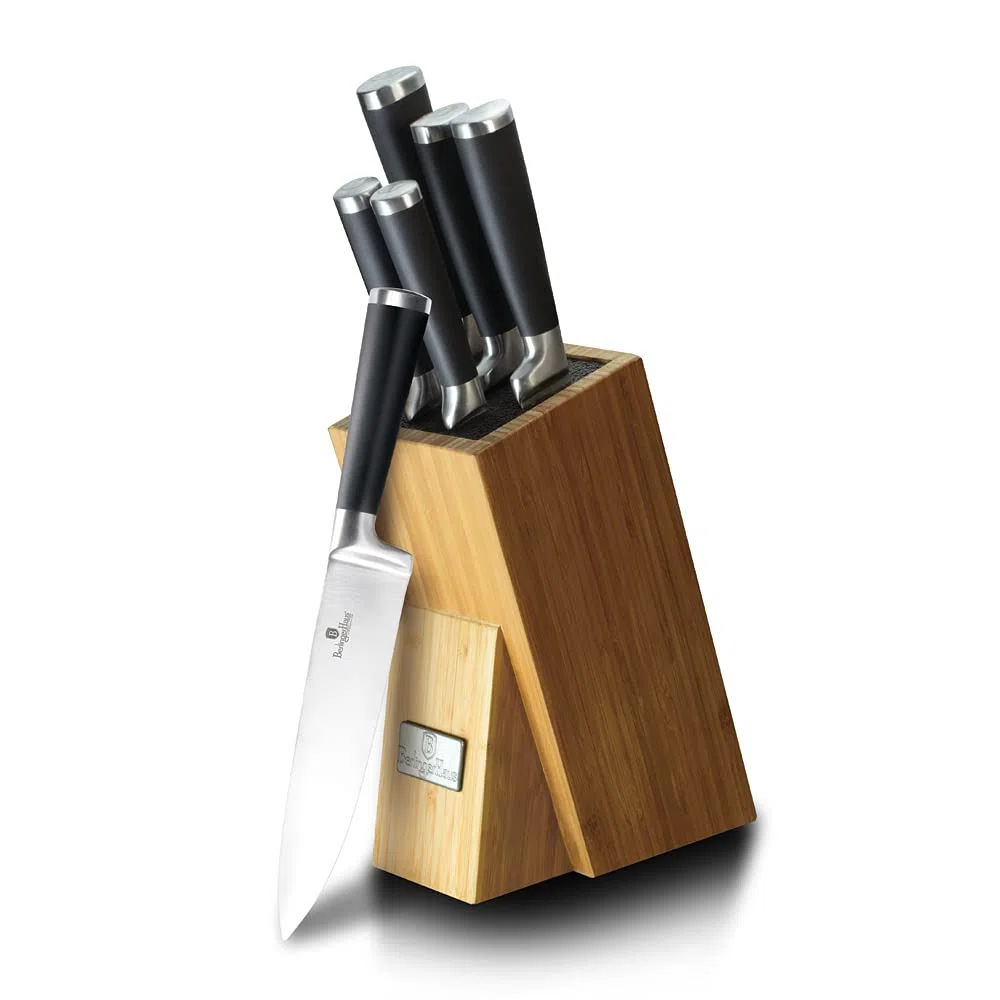 THREE TRADING Set mit 7 Stühlen C/Bamboo Stand Black