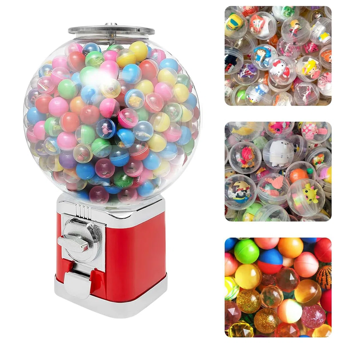 Kaugummiautomat, Süßigkeitenautomat für 3,2 cm große Bälle mit Schlüsseln, transparenter Dosenkörper, ohne Bälle und Münzen, für Geburtstage, Kinderpartys, Spielhallen, Zuhause,Black