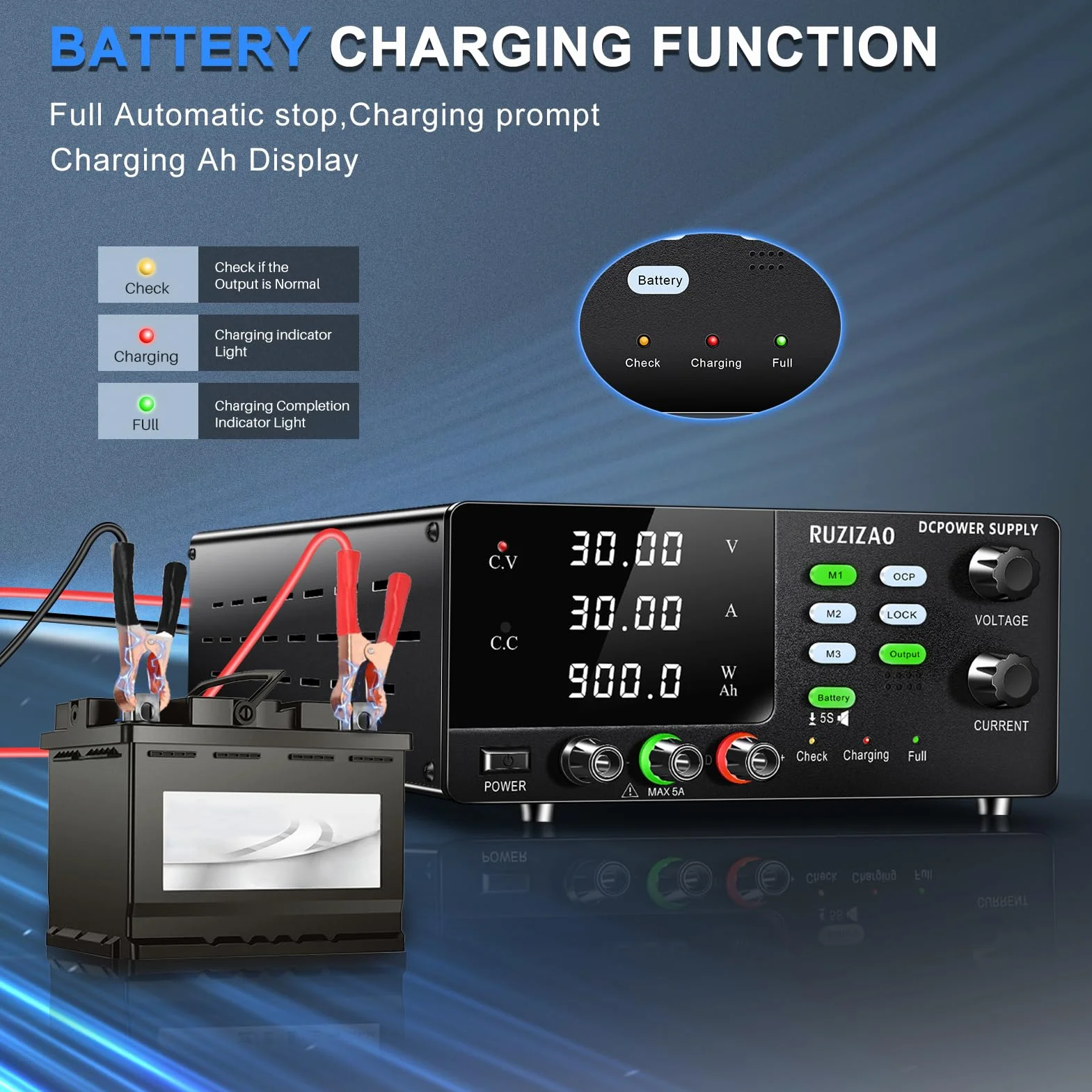 Labornetzteil 30V 30A Labornetzgerät 900W Hochleistungs DC Regelbar Netzgerät Encoderregelung 6V 12V 24V Batterie Aufladen mit Speicherspeicherfunktion Prompt Sound Labor DC-Stromversorgungen
