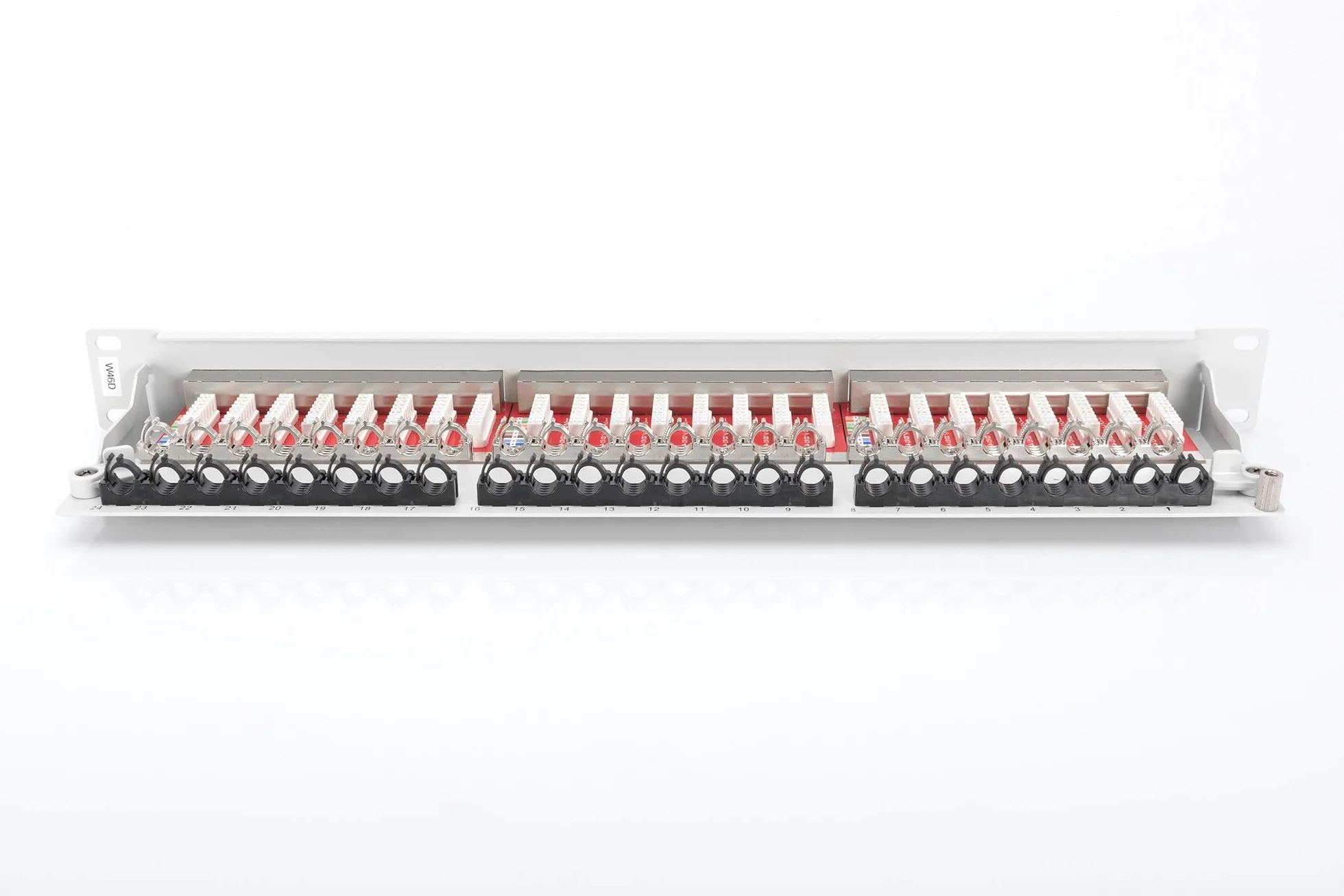 DIGITUS Patchpanel – Cat-6A – 19 Zoll 1HE – 24-Port RJ45 Geschirmt | 10 Gbit/s – PoE+ kompatibel – LSA Patch-Feld – Rack-Montage im Netzwerkschrank – Schwarz
