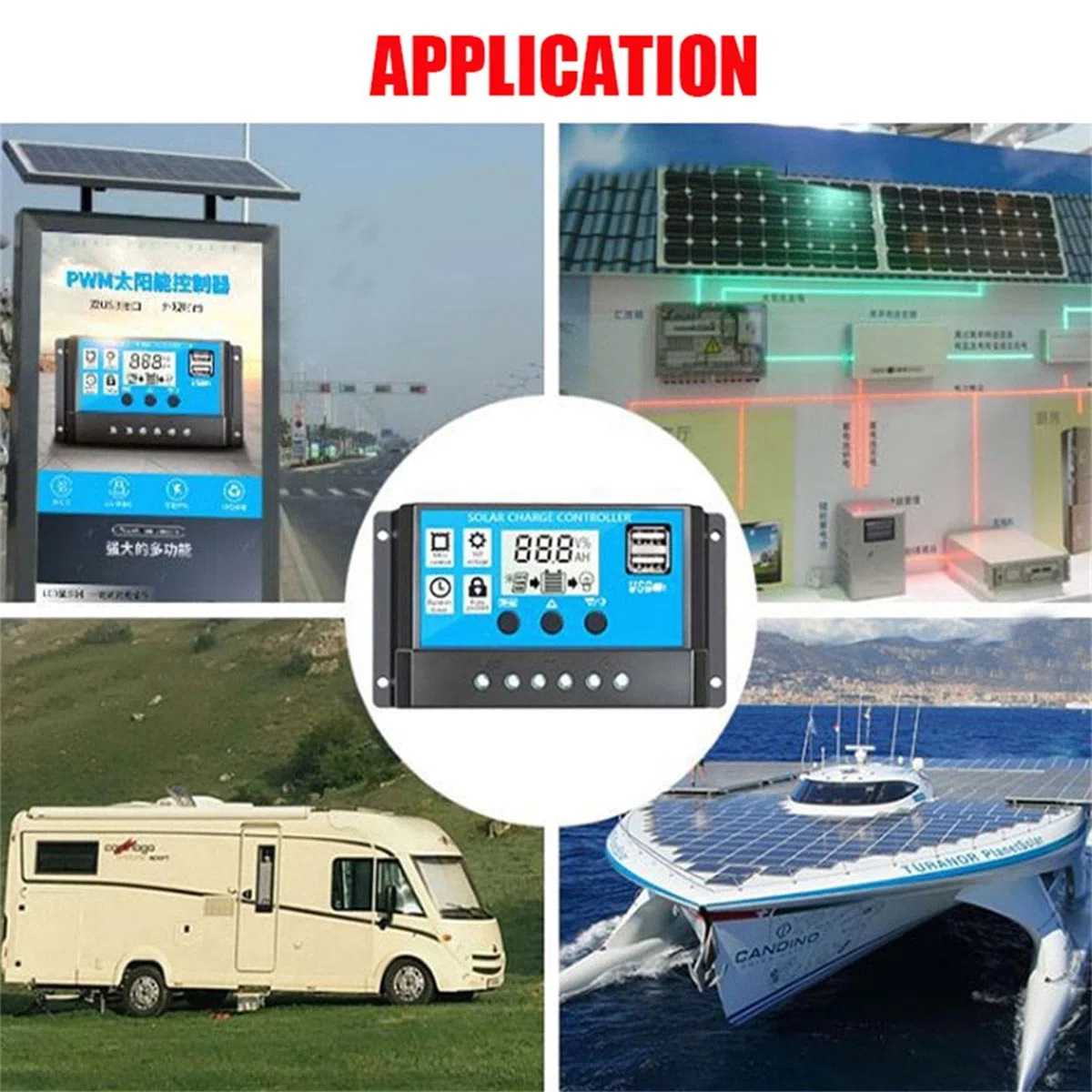 Luckxing 300W Solaranlage Komplettset Inselanlage netzunabhängiges Kit für Wohnmobil Camper mit 1 Wechselrichter mit Batterieklemme + 1 Solarpanel 18W 18V + DC-Krokodilklemme + 1 Solarladeregler 30A