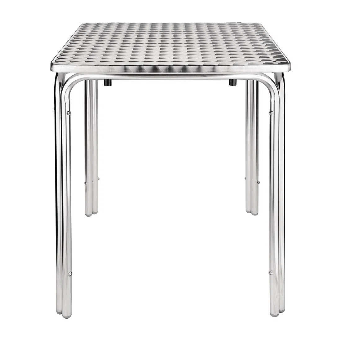 Bolero Quadratischer Innen - Außen Café Restaurant Bistro Terrassentisch 600mm, Aluminiumgestell, Edelstahlplatte, Abmessungen: 720(H) x 600(B) x 600(T)mm, CG837