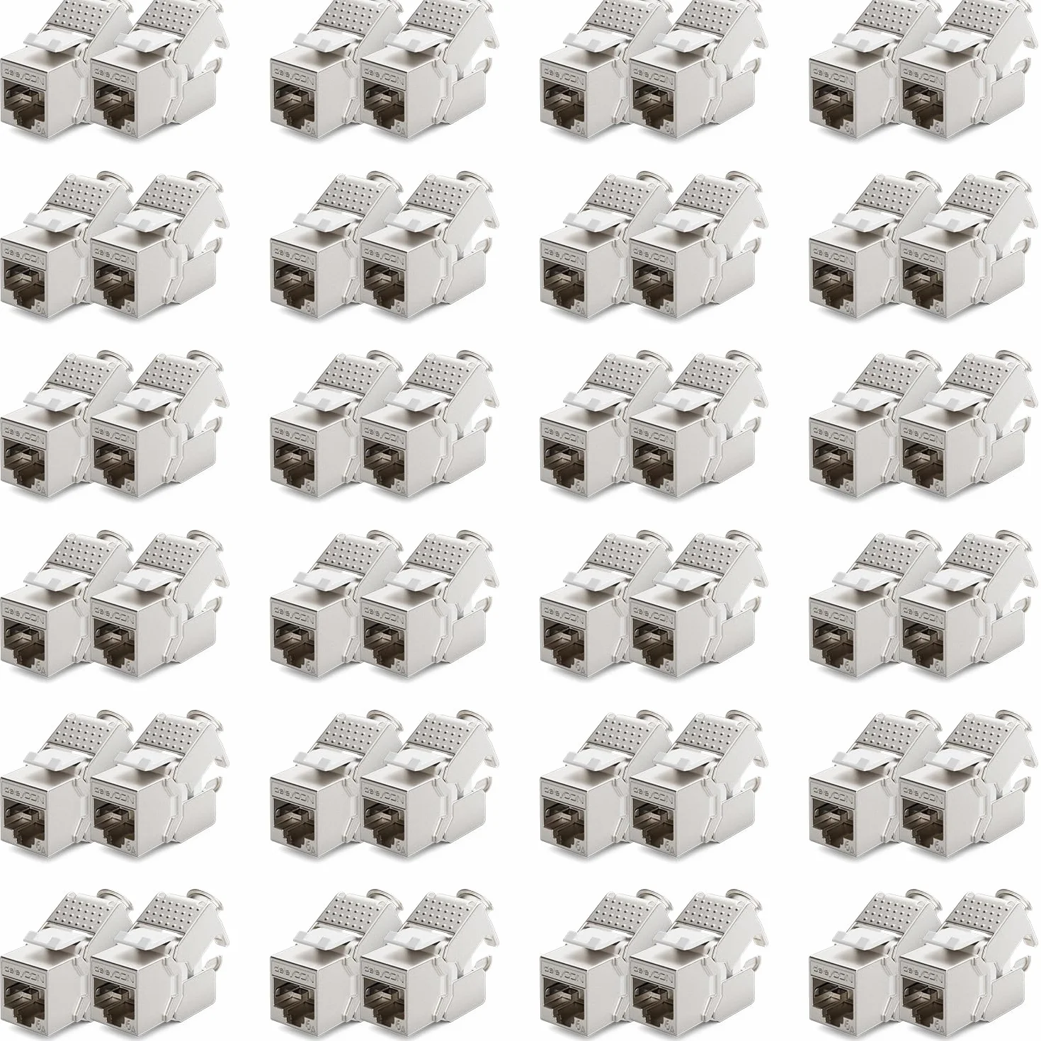 deleyCON 48x Keystone Modul CAT 6a Jack - Vollgeschirmt STP RJ45 Buchse Werkzeugfrei Dank Snap-In Montage CAT Rohkabel 500 MHz 10 Gbit/s