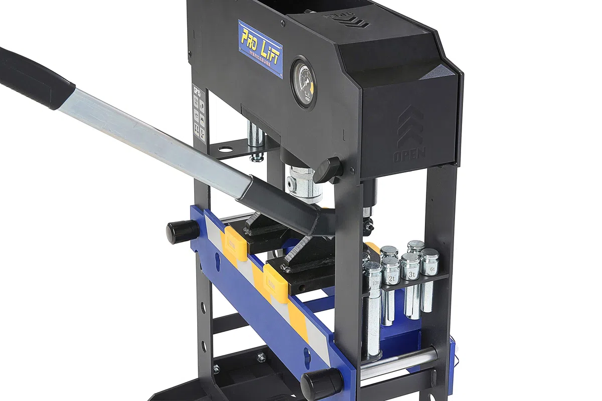 Hydraulik-Presse 15t Werkstattpresse Tischpresse manuell blau Industrie-Presse Handpumpe umformen Shop-Press Abkantpresse + 8 Druckstücke