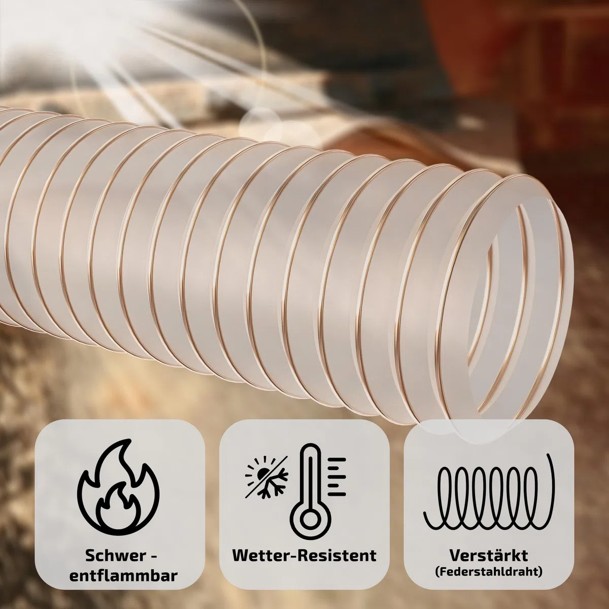 AWM Absaugschlauch Ø 200 mm transparent 0,4mm Absauganlage Spiralschlauch schwer entflammbar Flexschlauch (3 Meter)