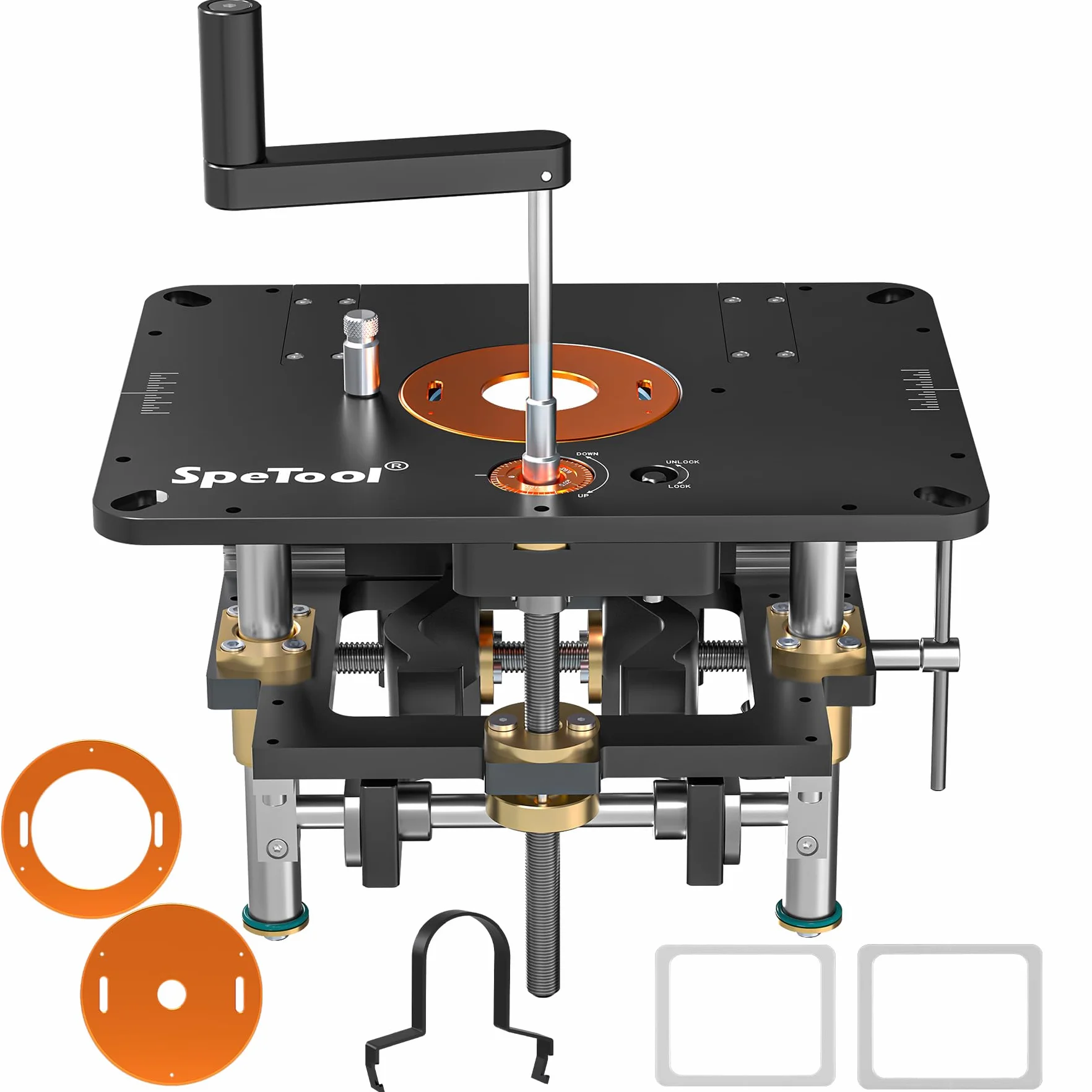 SpeTool Oberfräsen-Hubtische, kompatibel mit 6,5-10,7 cm Oberfräsen