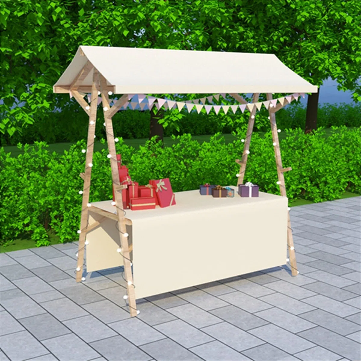 Marktstand, Imbisswagen Mobile Food Cart Vendor, White Farmers Market Stalls/ Booth for Festivals & Beaches, Wooden Kiosk 120x60cm 150x60cm, Foldable Concession Stand(No wheels,120x60cm/47.2x23.6in)