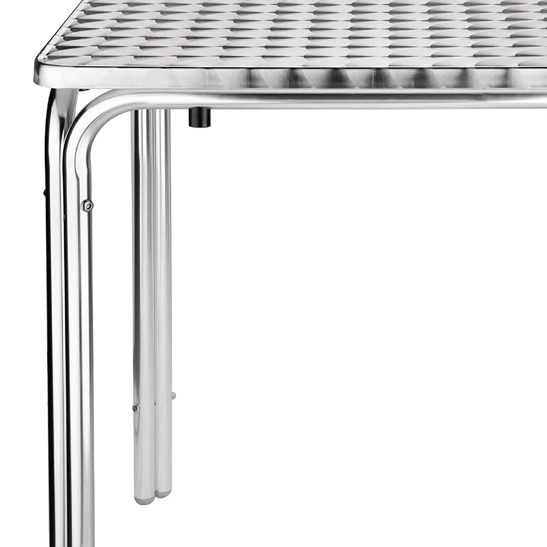 Bolero Quadratischer Innen - Außen Café Restaurant Bistro Terrassentisch 600mm, Aluminiumgestell, Edelstahlplatte, Abmessungen: 720(H) x 600(B) x 600(T)mm, CG837