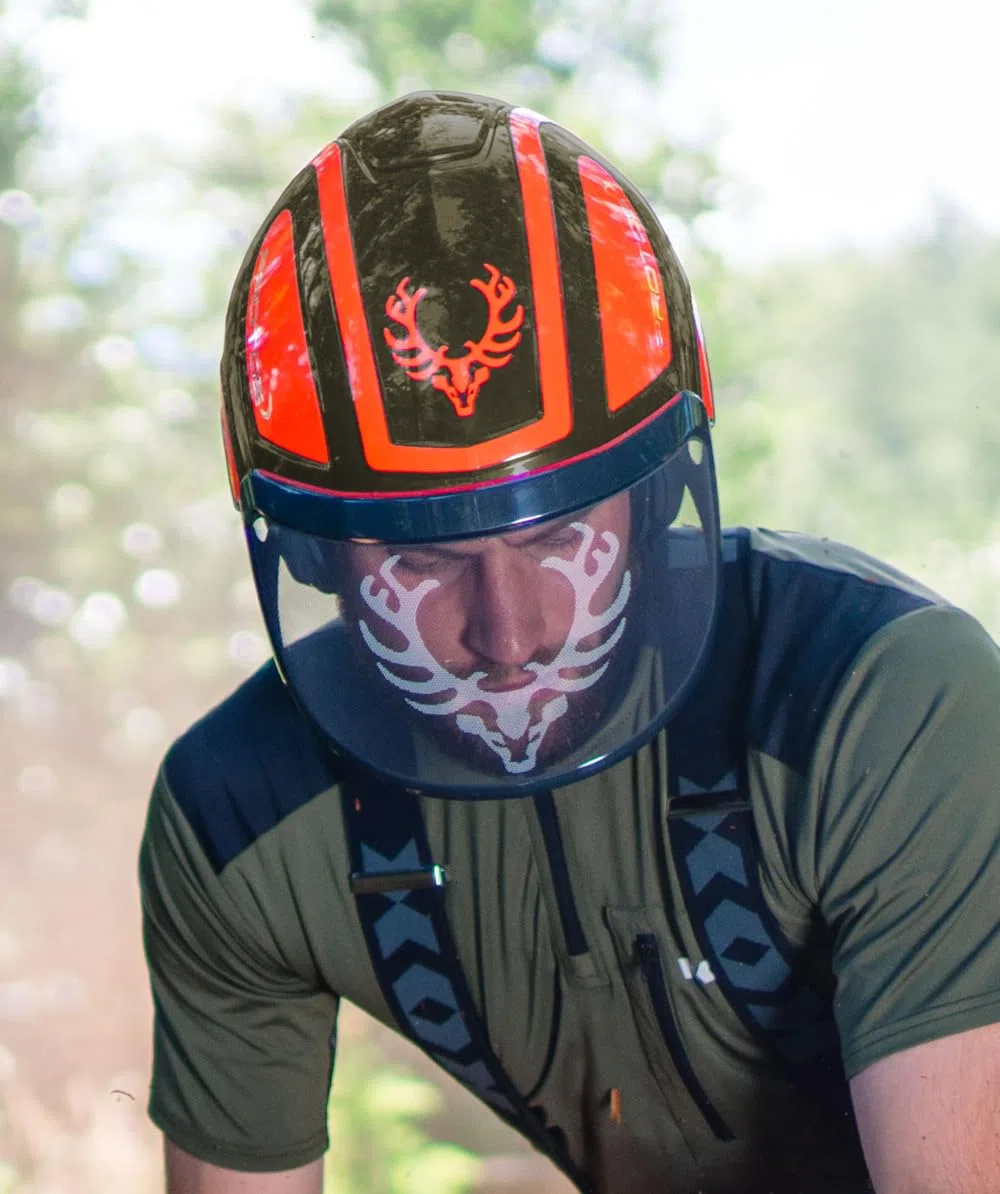 Protos Forsthelm/Schutzhelm KOX Edition mit Gehörschutz und Visier Integral Forest Olivgrün/Neonorange KOX Edition Olivgrün/Neonorange mit Ätzmetallvisier F39