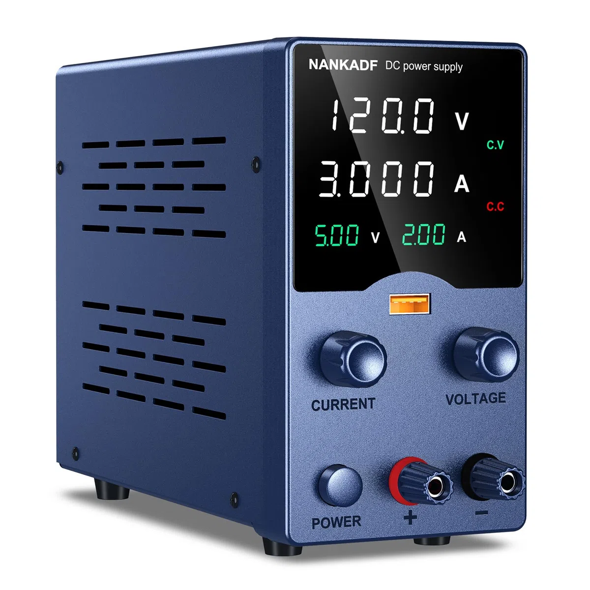 Labornetzteil, DC-Netzteil, Labornetzgerät mit Drehknopfverstellung, einstellbares Schaltnetzteil mit 5V 3,6A USB-Schnellladefunktion (120V 3A)