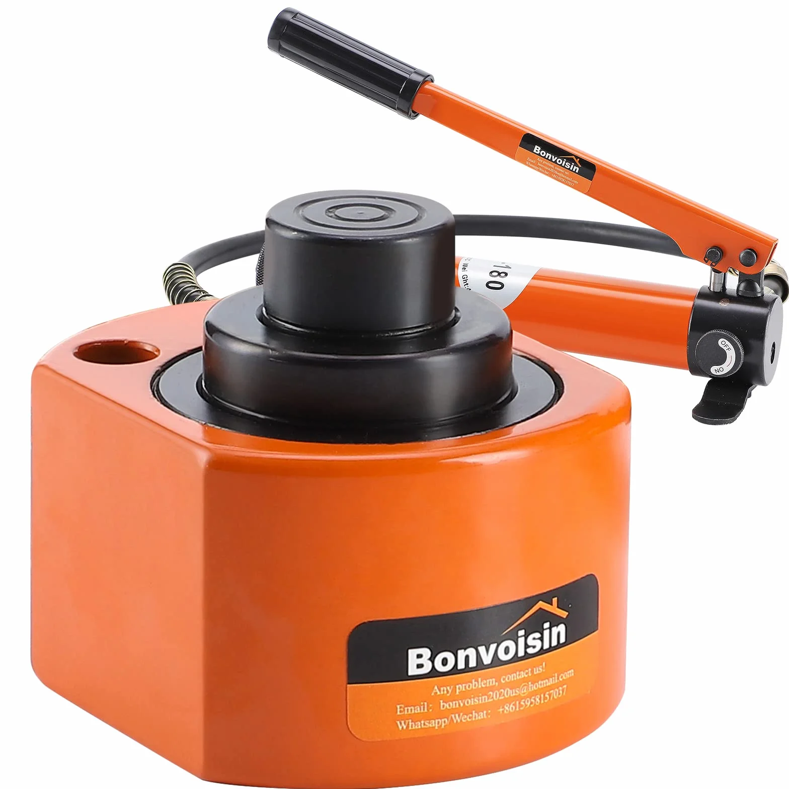Bonvoisin Hydraulikzylinder 20T mit CP-180 Handpumpe, 30mm Hub, 57mm Selbsthöhe, für Gebäude, Brücken und Maschinenbau (DFPY-20T+CP-180)