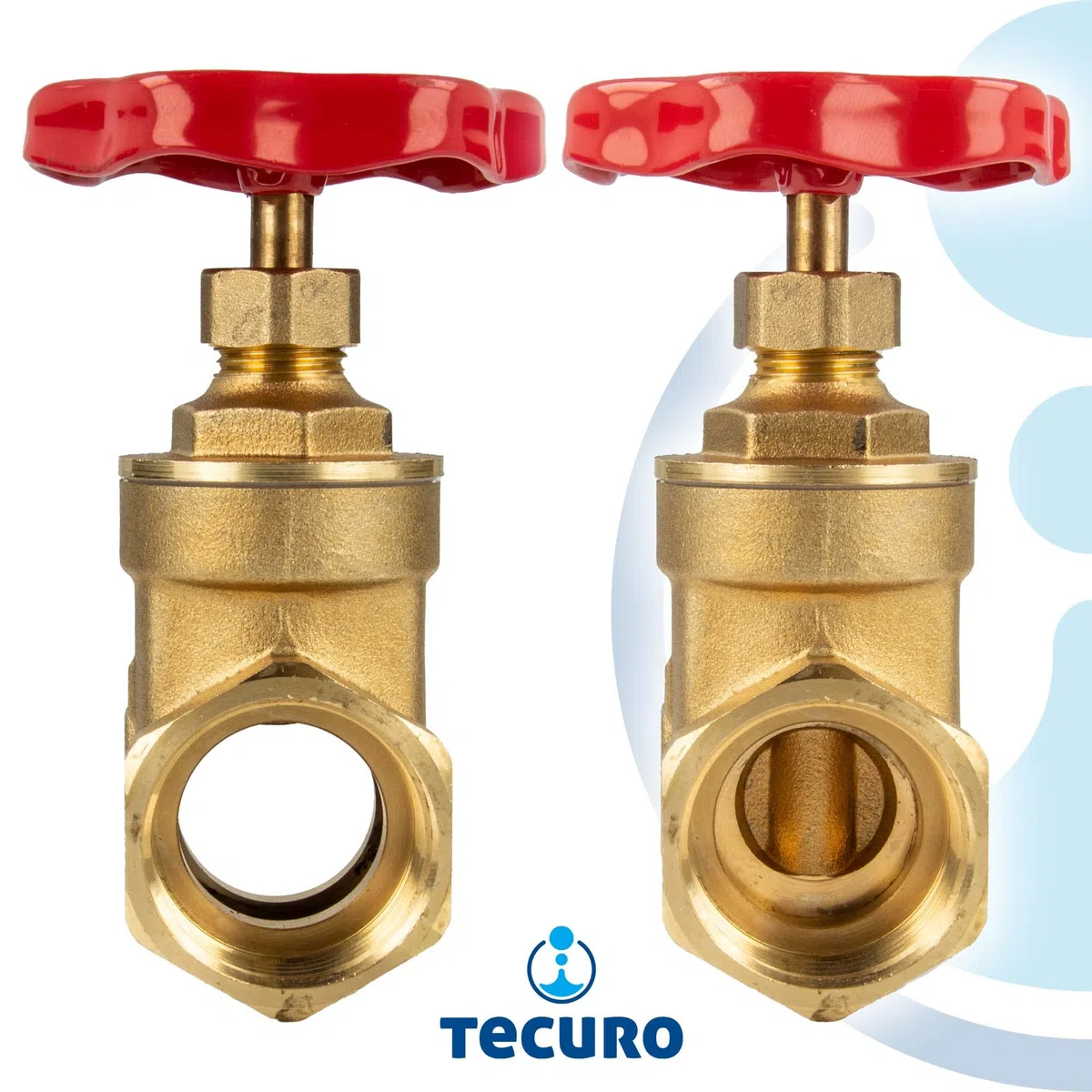 tecuro Messing-Muffenschieber metallisch dichtend, beidseitig Innengewinde 3 Zoll, inkl. PTFE -Dichtungen und Stopfbuchse