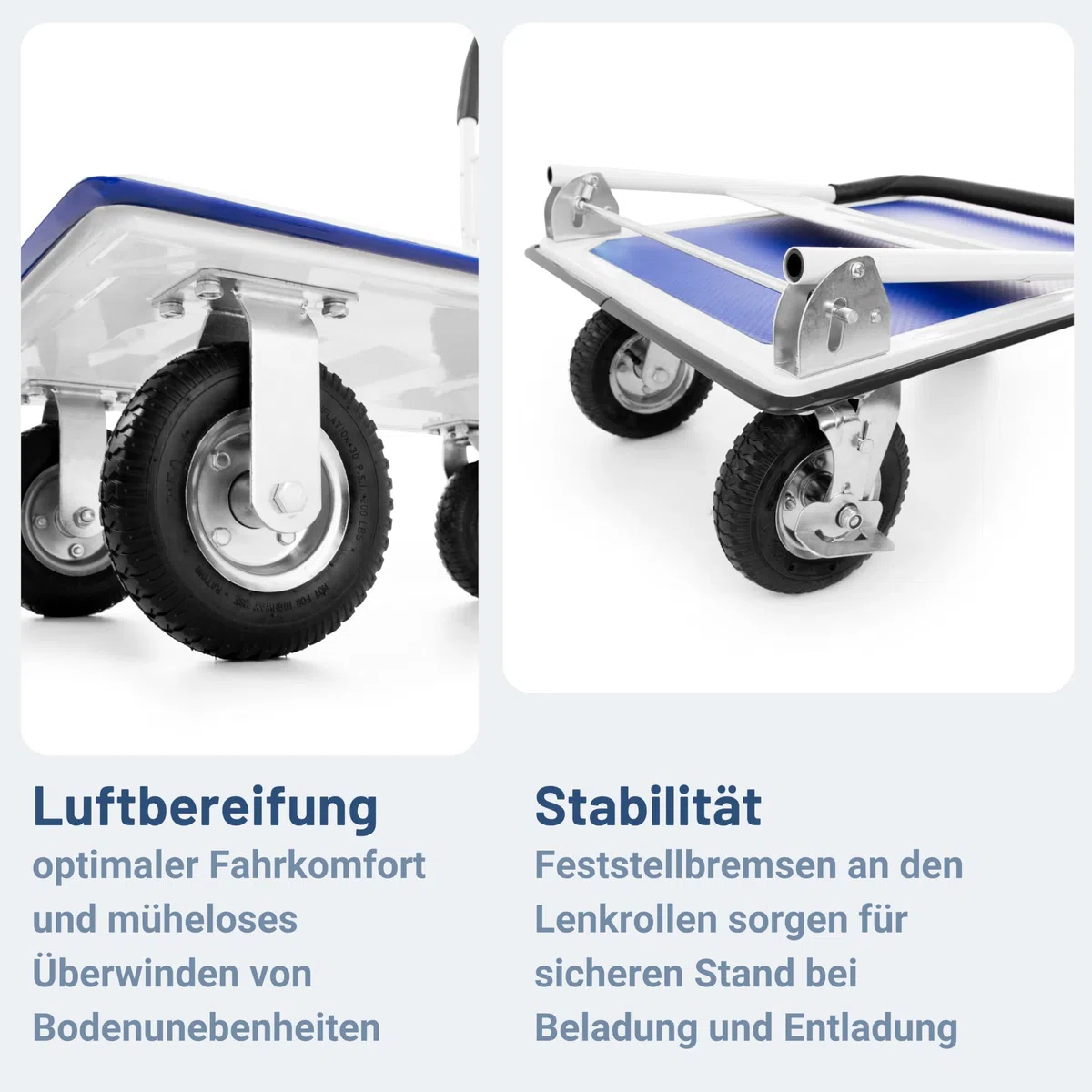 Pallit Transportwagen klappbar 300kg Rollwagen mit lenkbarer Luftbereifung Anti-Rutsch Plattformwagen Carry-R Transporthilfe Handwagen mit Feststellbremse