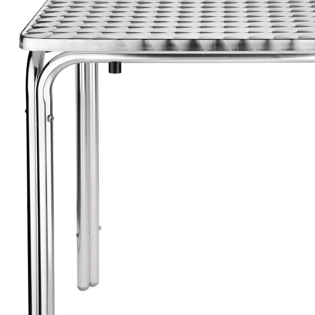 Bolero Quadratischer Innen - Außen Café Restaurant Bistro Terrassentisch 600mm, Aluminiumgestell, Edelstahlplatte, Abmessungen: 720(H) x 600(B) x 600(T)mm, CG837