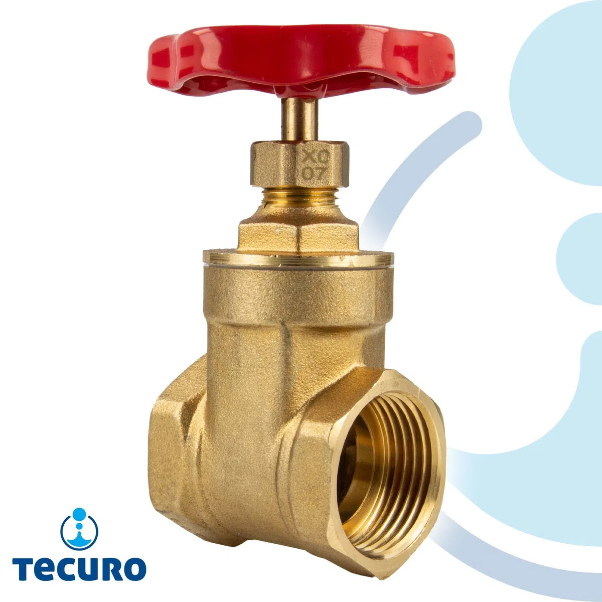 tecuro Messing-Muffenschieber metallisch dichtend, beidseitig Innengewinde 3 Zoll, inkl. PTFE -Dichtungen und Stopfbuchse