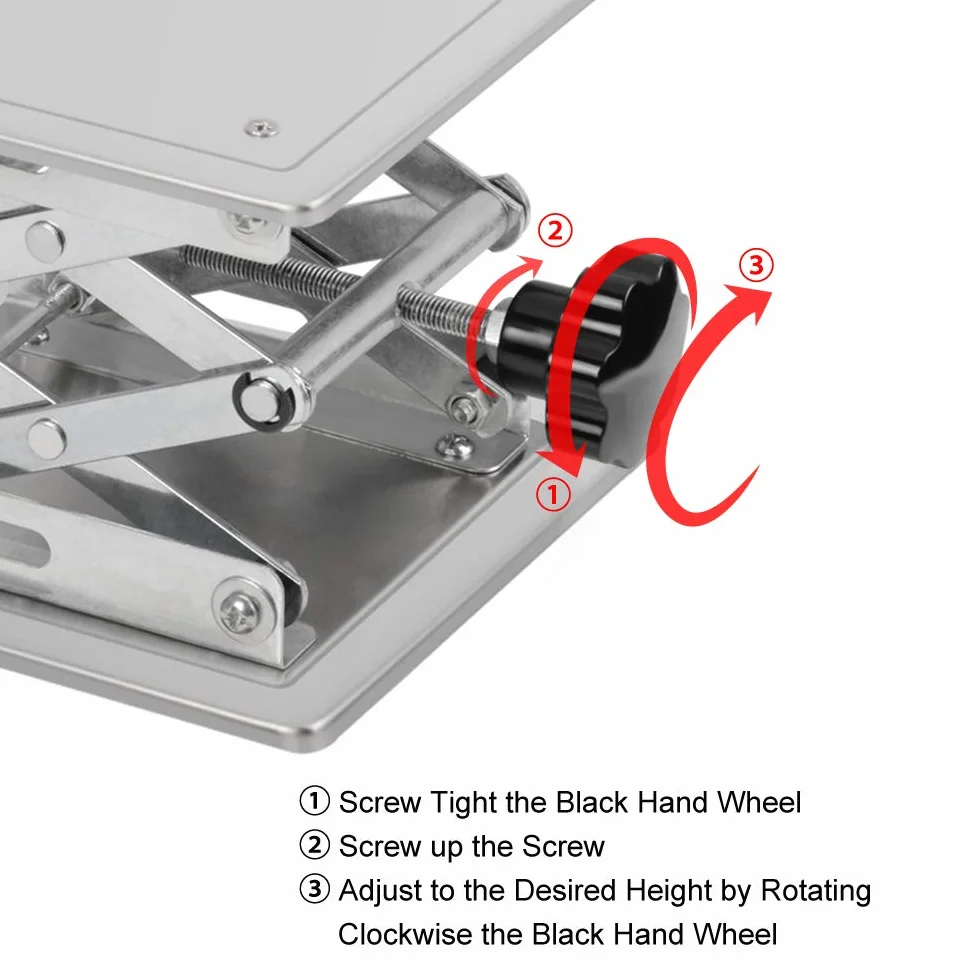 stonylab Laborhebebühne, 150 x 150mm Lab Jack Scherenständer Hubtisch aus Edelstahl, Hebebühne Labor, Erweiterbarer Hebehöhenbereich von 75mm bis 260mm, Maximal Unterstützte Gewicht 10 KG
