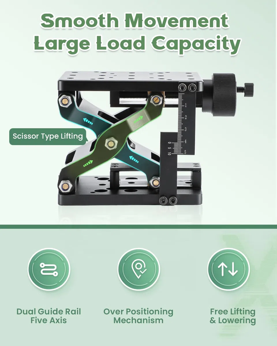 Huanyu Z-Axis Manuelle Hebebühne 60 mm hoch präzise optische Schiebehebebühne Verschiebung Plattform Tisch Linear Bühne Labor Jack Aufzug 60 mm Reise mit Lineal