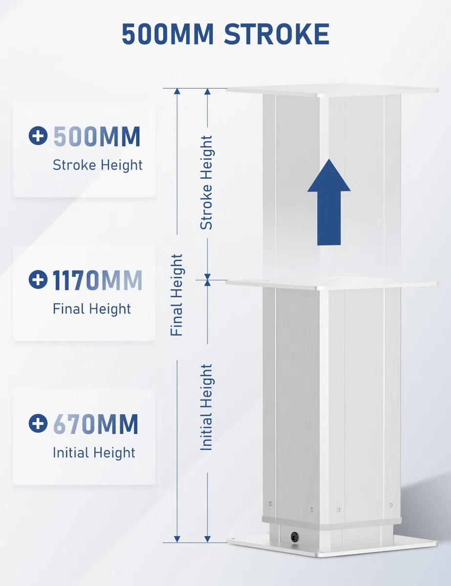 DIHOOL Elektrische hubtisch 270kg Tragkraft Höhenverstellbar 670-1170MM Teleskop Tischgestell Werkstatt Tisch WLAN Fernbedienung Handsteuerung für Werkstatt Wohnmobil Büro, 500mm Hub 5mm/s