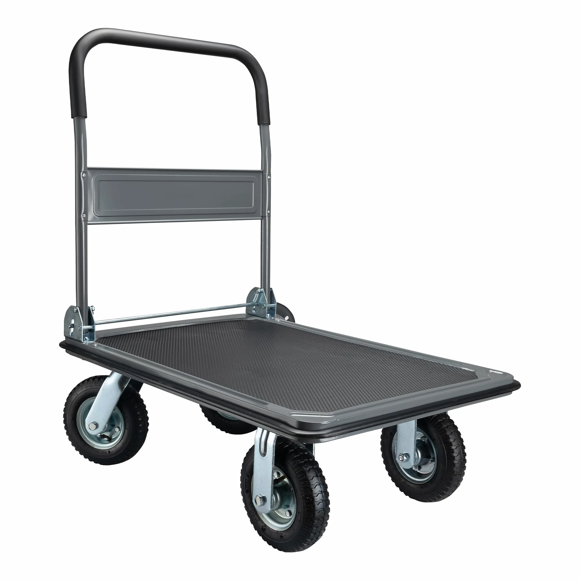 Wiltec Plattformwagen bis 300 kg 895x610x985 mm, Transportkarre klappbar mit Bügelgriff und Anti Rutsch Belag und Kantenschutz, Transporthilfe
