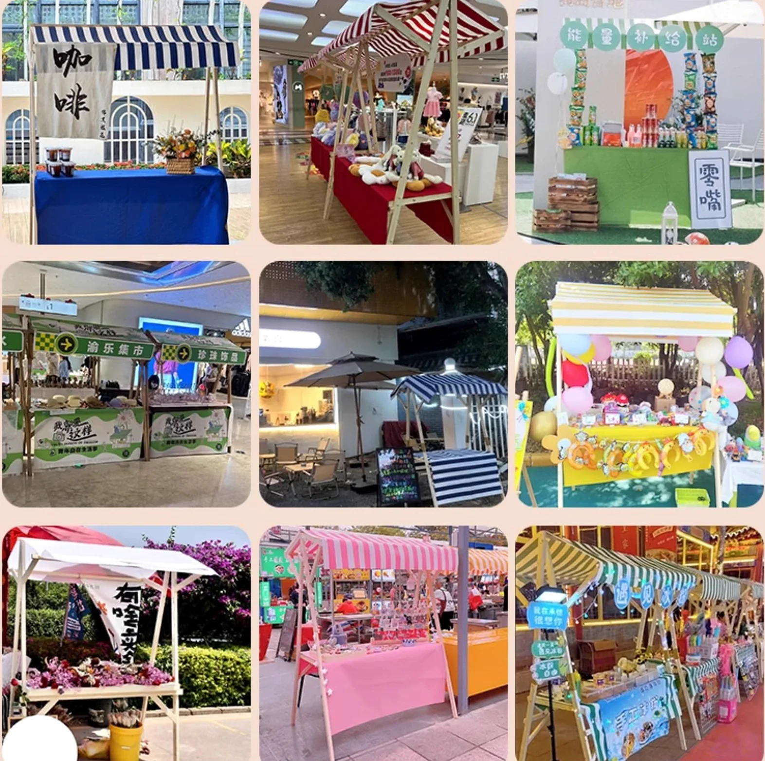 Wurstwagen/ StraßenEsswagen Klappbarer Heavy Duty Marktständer Stall, Tragbarer Lebensmittelwagen für Straße / Bauern Markt, Multifunktionale Außenkonzessionsstand für Handwerksshows / Corporate Promo