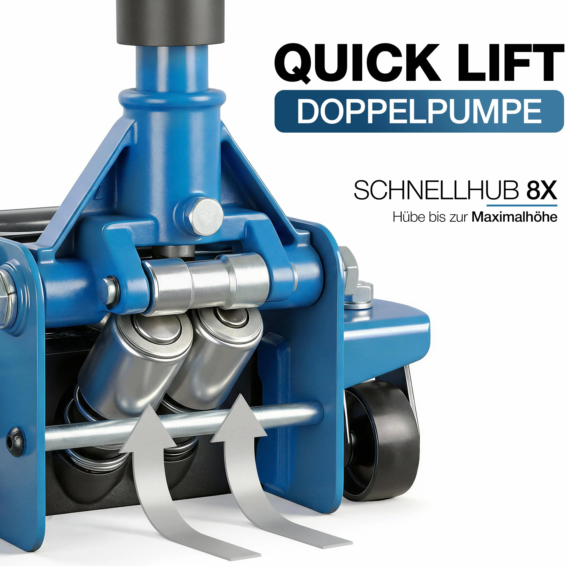 Hydraulischer Rangierwagenheber 3T Extra Flach (75 mm) - Wagenheber für PKW & SUV - Doppelkolben Quicklift, Hubhöhe 75-505 mm - STIX