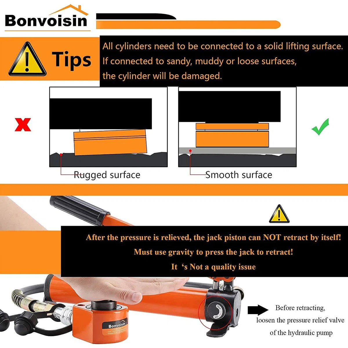 Bonvoisin Hydraulikzylinder 20T mit CP-180 Handpumpe, 30mm Hub, 57mm Selbsthöhe, für Gebäude, Brücken und Maschinenbau (DFPY-20T+CP-180)