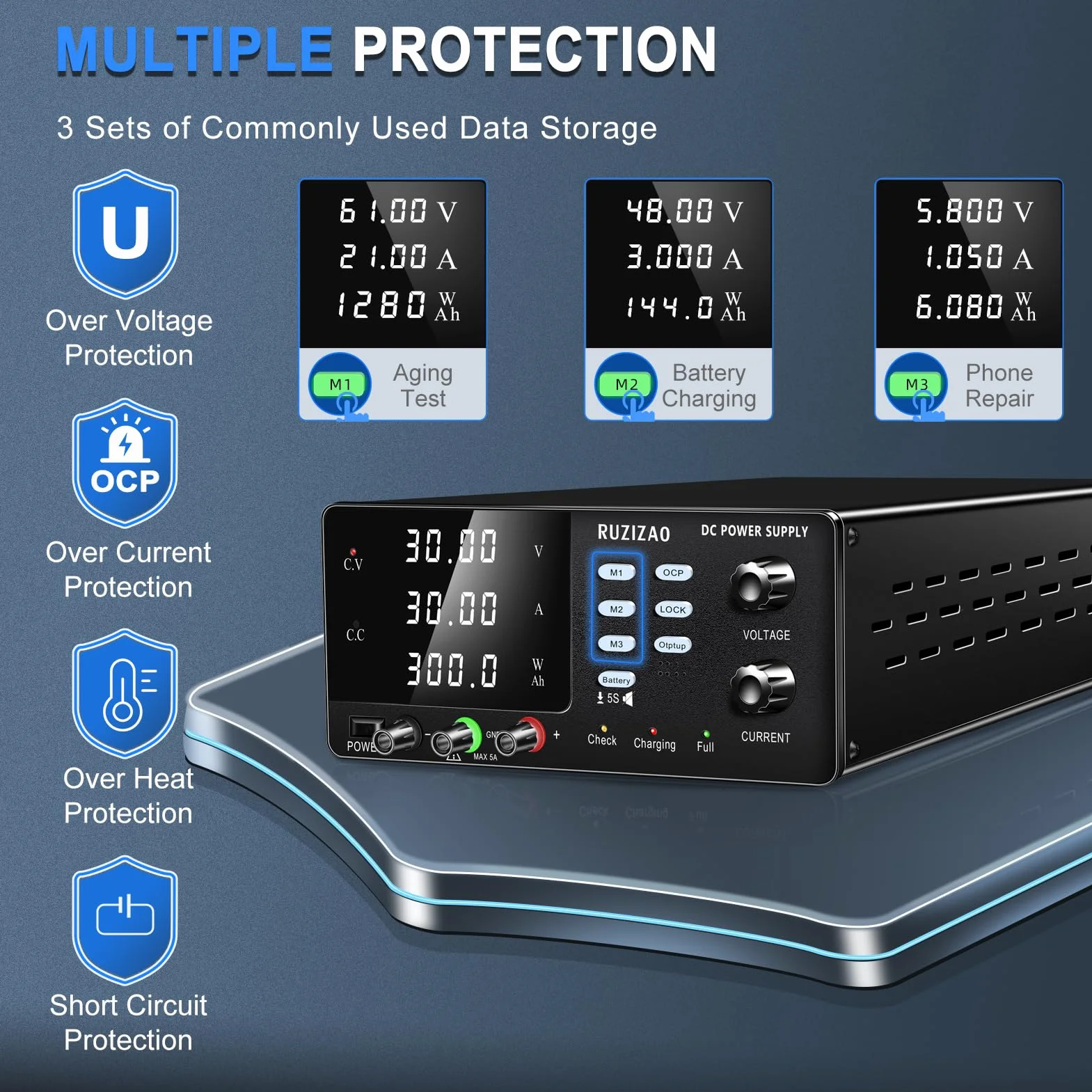 Labornetzteil 30V 30A Labornetzgerät 900W Hochleistungs DC Regelbar Netzgerät Encoderregelung 6V 12V 24V Batterie Aufladen mit Speicherspeicherfunktion Prompt Sound Labor DC-Stromversorgungen