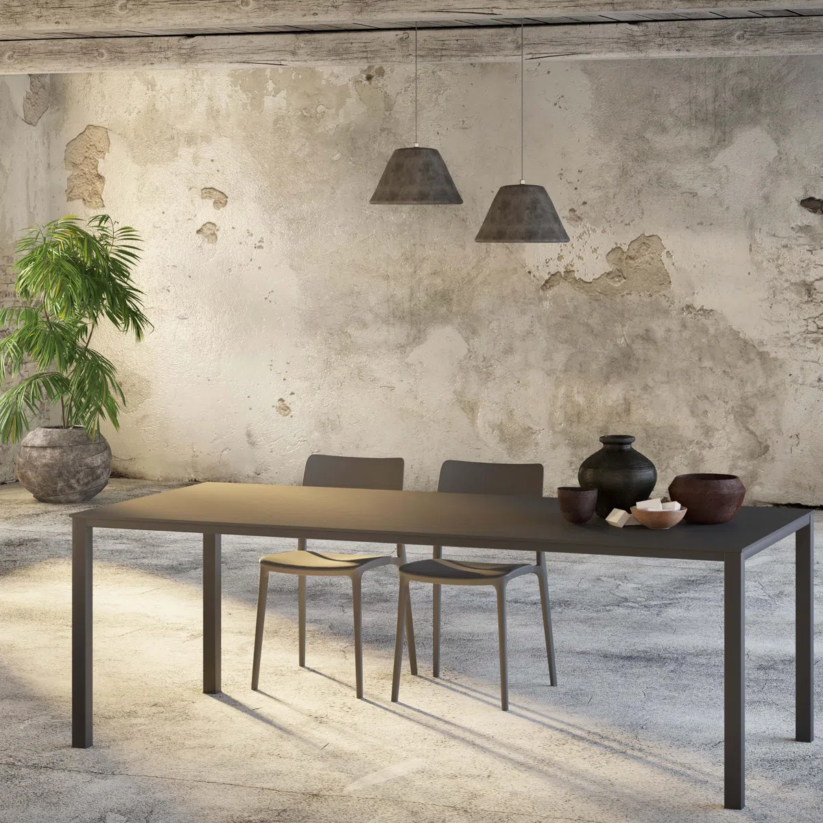 PAPATYA 4er-Set Kunststoffstuhl Joy-K Designstuhl mit Einer Belastbarkeit von 200 kg, Terassenstuhl aus Kunststoff UV beständig, Leichter Stuhl mit Rückenlehne für Balkonstuhl (Grau-braun)