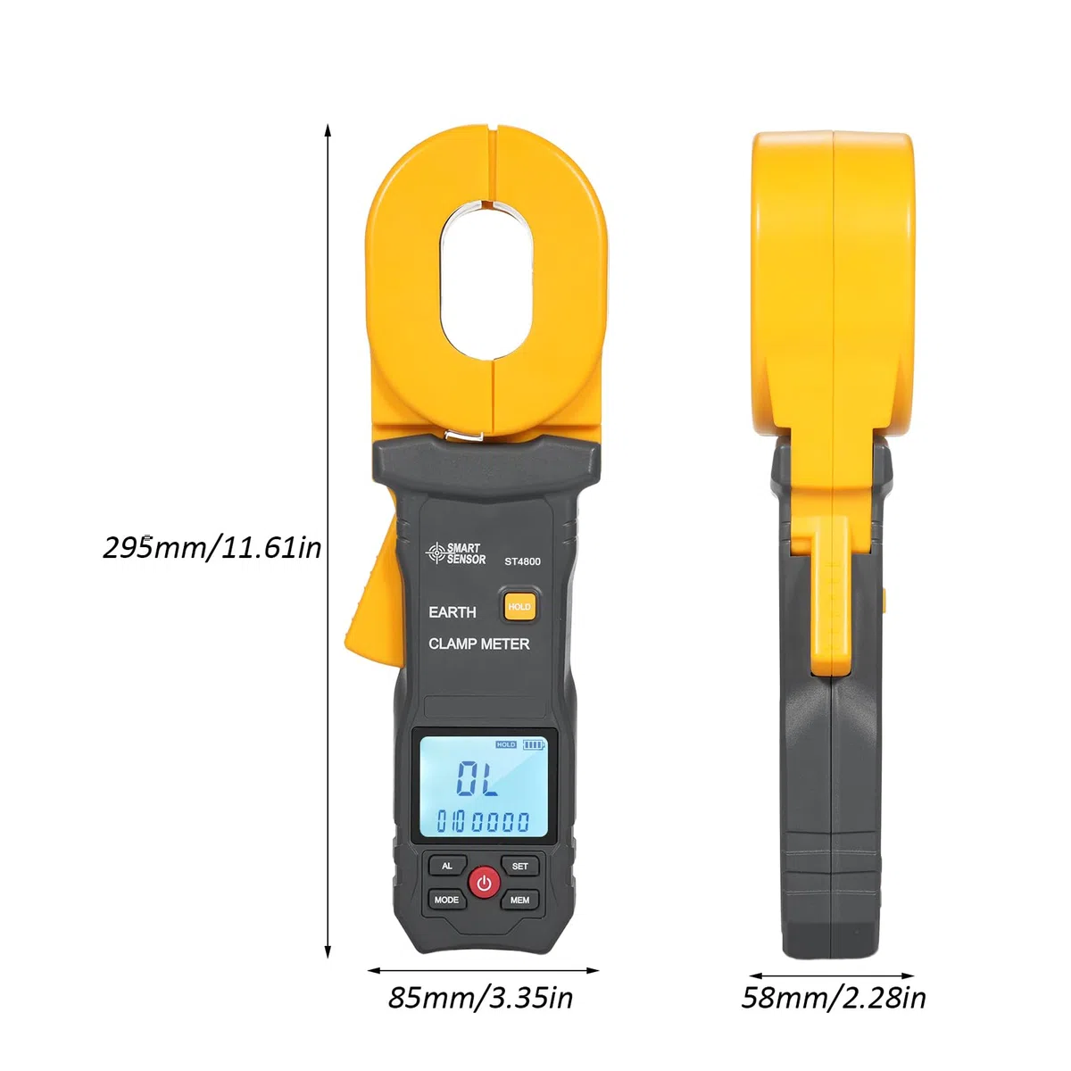 Irfora Erdungswiderstandstester 0,01–1200 Ω, 500 Gruppen, Datenspeicherung, multifunktionales digitales Zangenmessgerät mit LCD-Display, 0 mA–30 A Alarm, Zangenamperemeter für Strom,