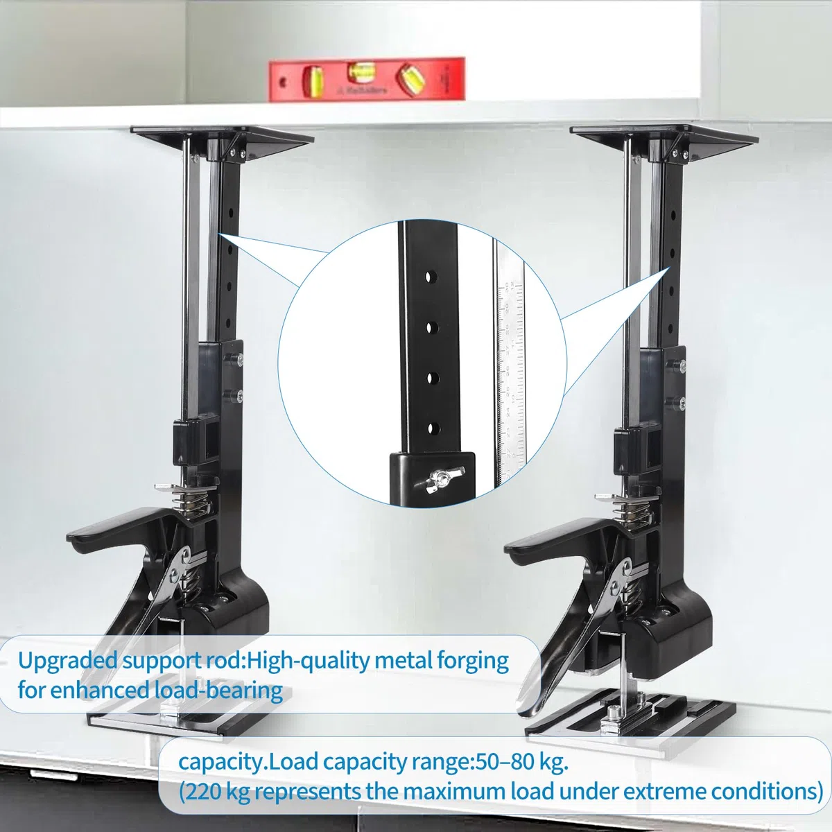 DBREAKS 3-in-1 Multi Arbeitssparender Arm mit Skala, 2Pcs 38CM Multifunktionale Handhebewerkzeug Bis zu 220 kg mit Metall-Schrankwagenheberstützstange & Holzbearbeitungsklemmen, Arm Handwerkzeug Heber