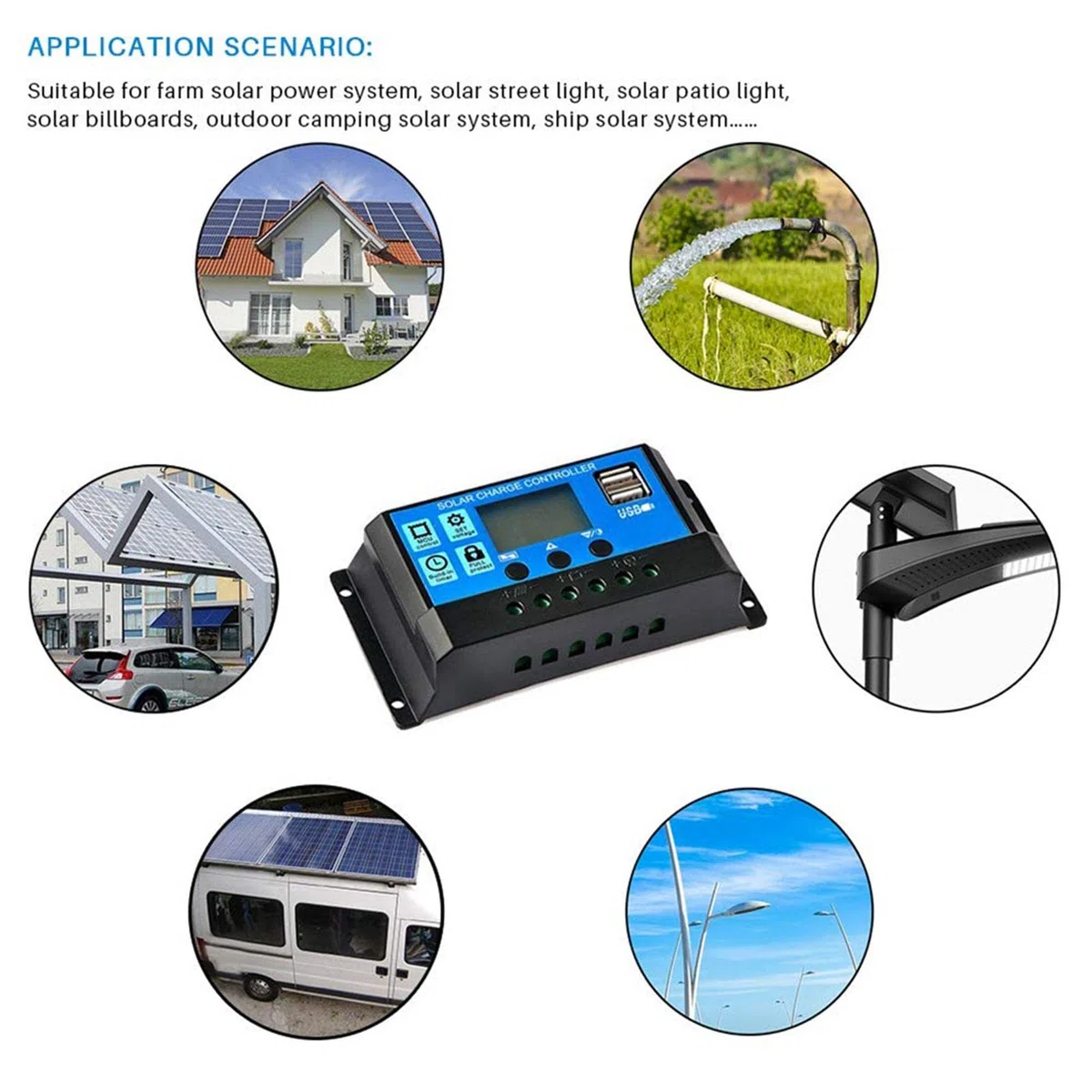 Luckxing 300W Solaranlage Komplettset Inselanlage netzunabhängiges Kit für Wohnmobil Camper mit 1 Wechselrichter mit Batterieklemme + 1 Solarpanel 18W 18V + DC-Krokodilklemme + 1 Solarladeregler 30A