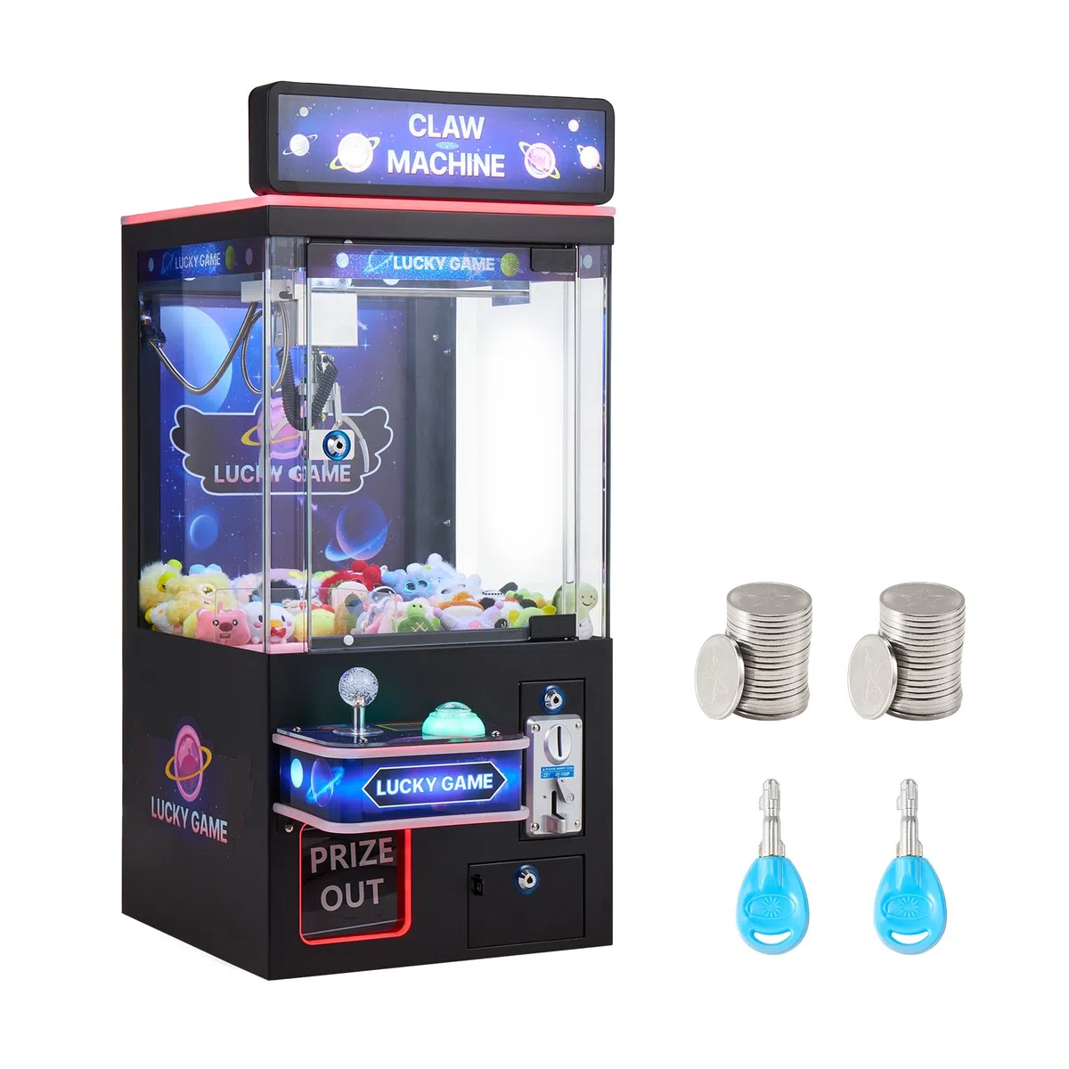 VEVOR Greifautomat, Spielautomat, mittelgroßer Arcade-Spielautomat mit Licht & Ton, verstellbaren Stahlkrallen, Gewinnautomat, Greifer, Verkaufsspielzeug, für kommerzielles Heimkino, Schwarz-Lila