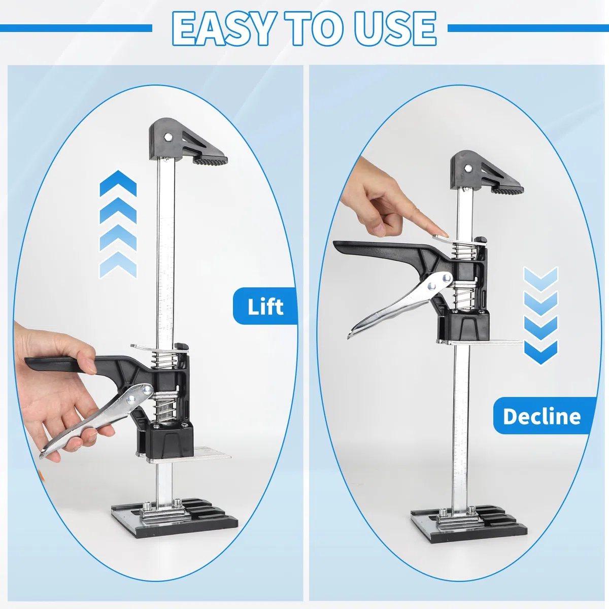 DBREAKS 3-in-1 Multi Arbeitssparender Arm mit Skala, 2Pcs 38CM Multifunktionale Handhebewerkzeug Bis zu 220 kg mit Metall-Schrankwagenheberstützstange & Holzbearbeitungsklemmen, Arm Handwerkzeug Heber