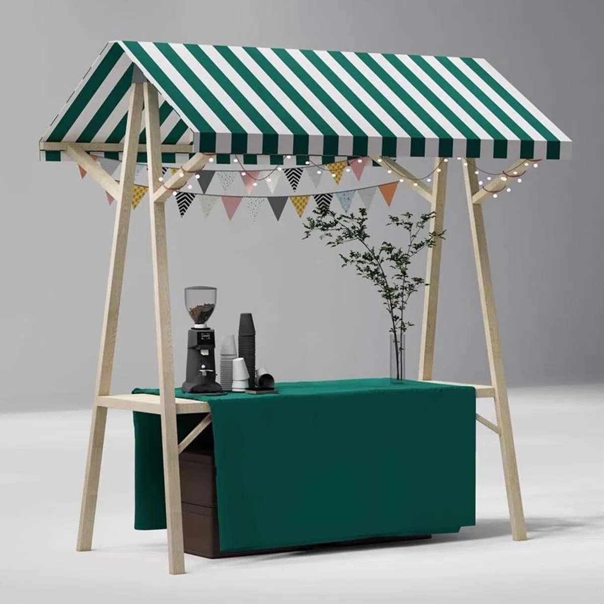 Imbissstand Auf Rädern, Kreative Marktwagen Aus Holz, Mobiler Marktstand Verkaufsstand Mit Abschließbarem, Tragbarem Vordach(Green2,120cm/47.2in)