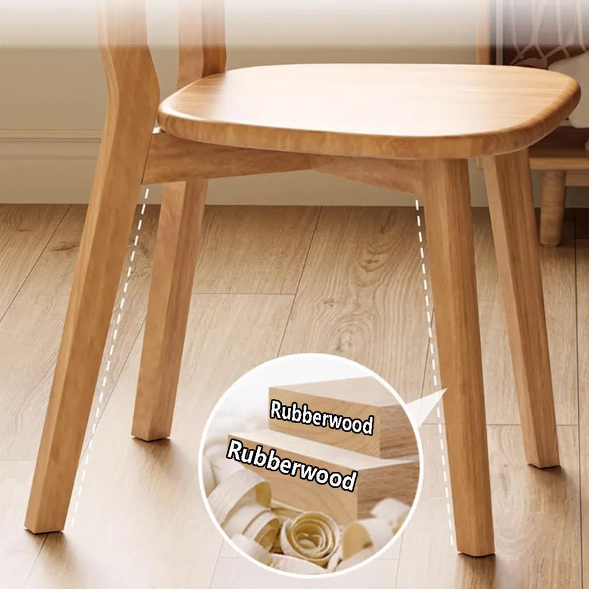 Esszimmerstühle aus Holz, Eiche, 2er-/4er-Set, Küchenstuhl aus 100% Massivholz mit abgerundeten Kanten und gebogener Rückenlehne, perfekt für Café, Restaurant Walnut,4 Piece